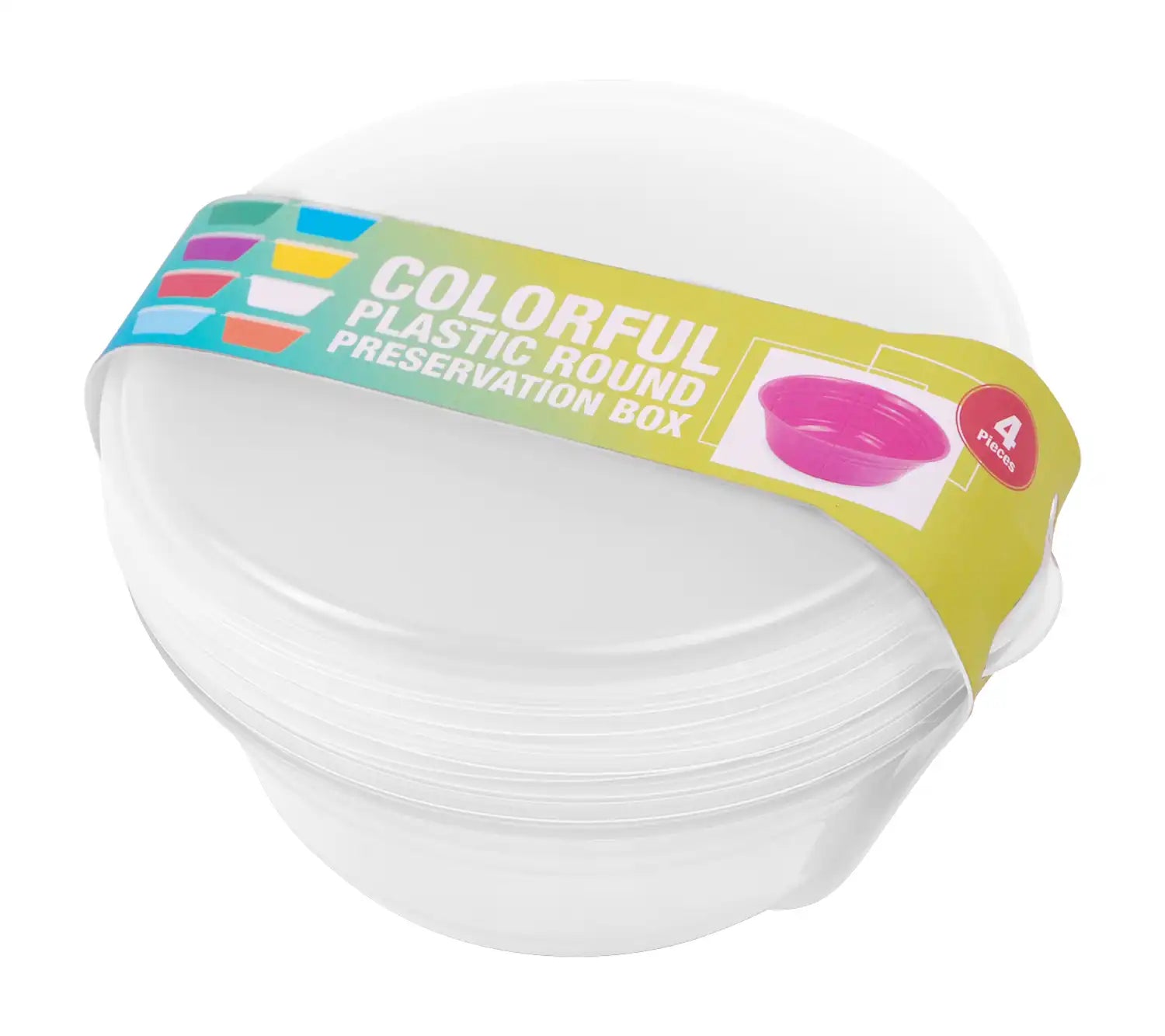 بولة حفظ الطعام دائري مع غطاء (عبوة من 4 قطع)