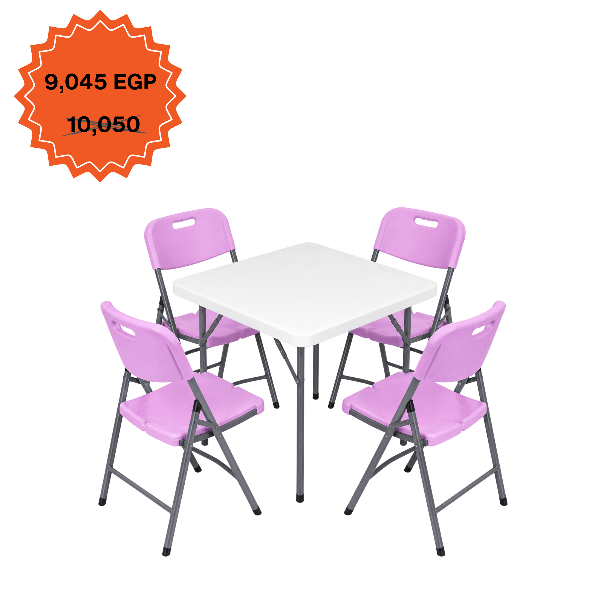 Square Table 88cm Set "Table and 4 Folding Chairs"