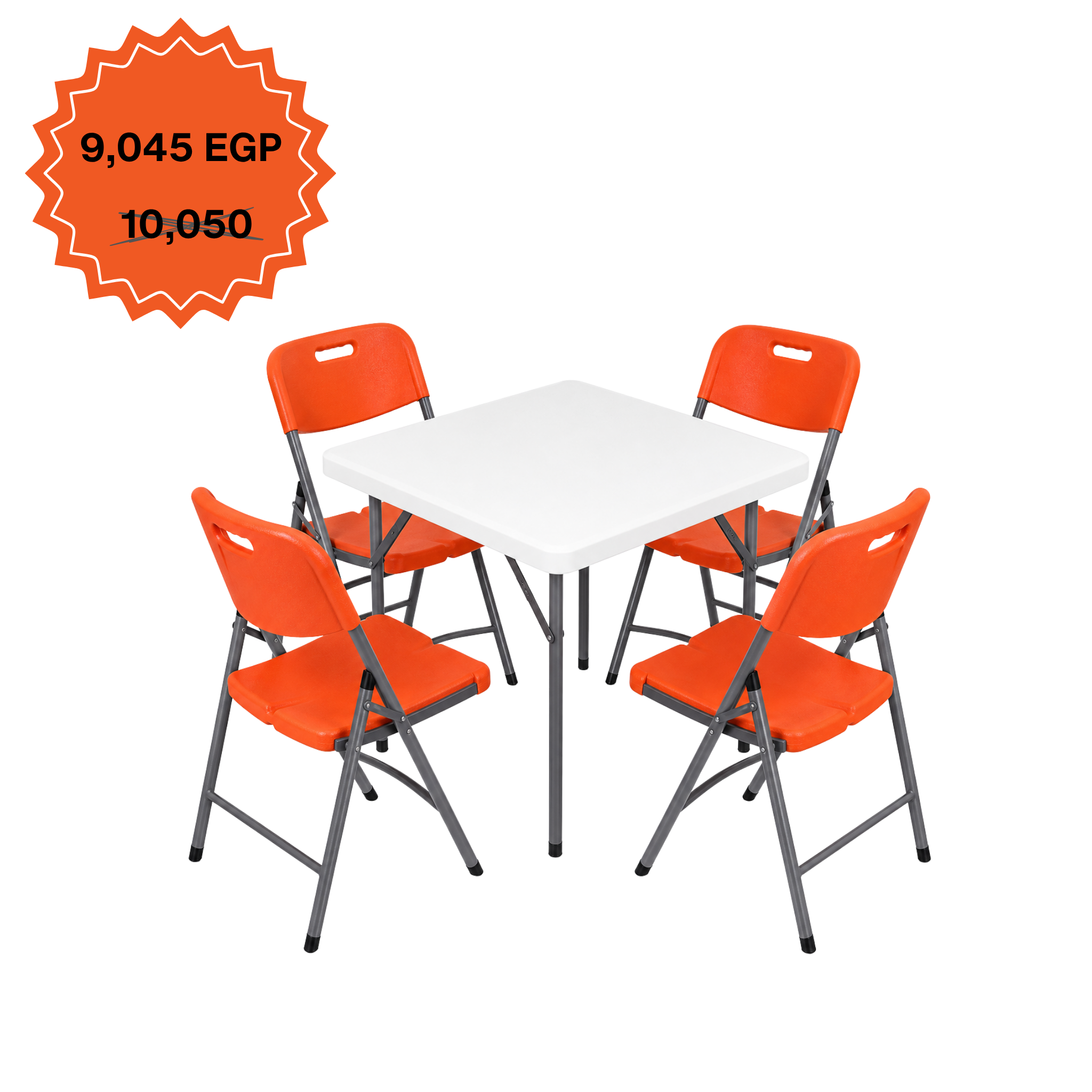 Square Table 88cm Set "Table and 4 Folding Chairs"