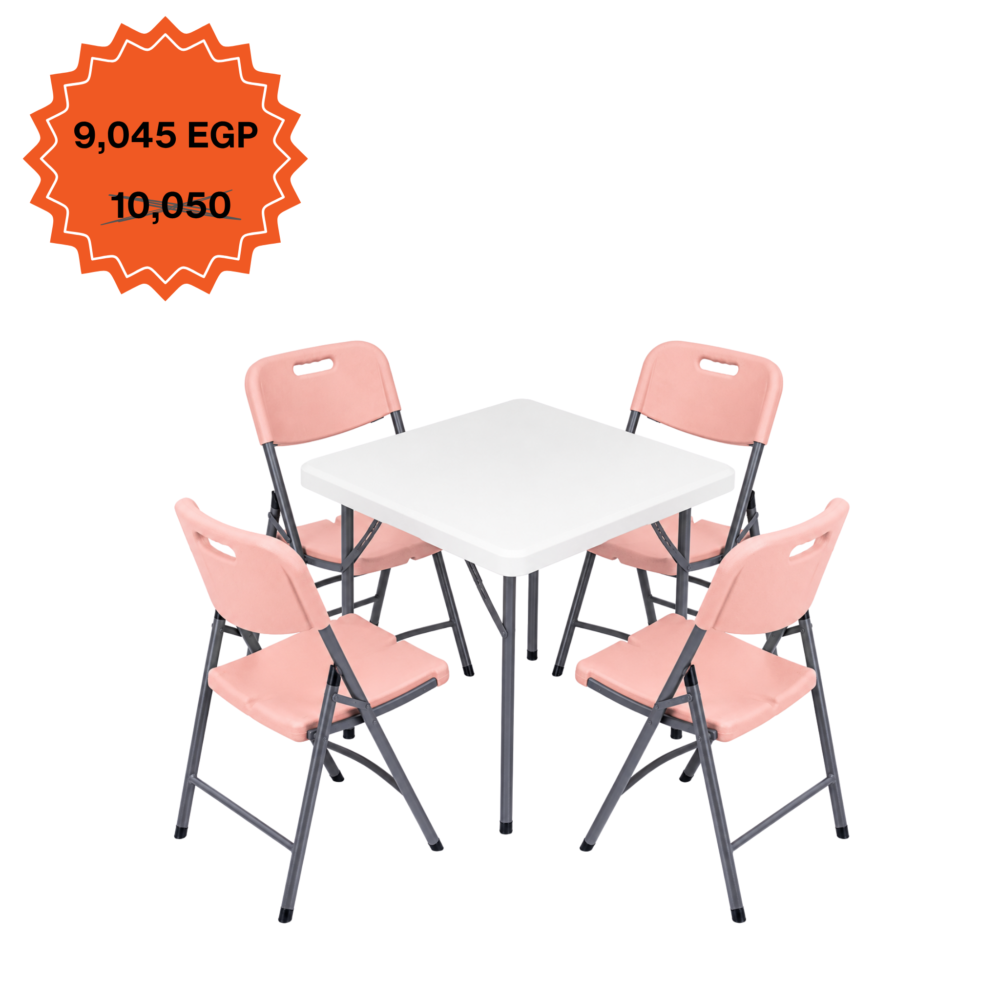 Square Table 88cm Set "Table and 4 Folding Chairs"