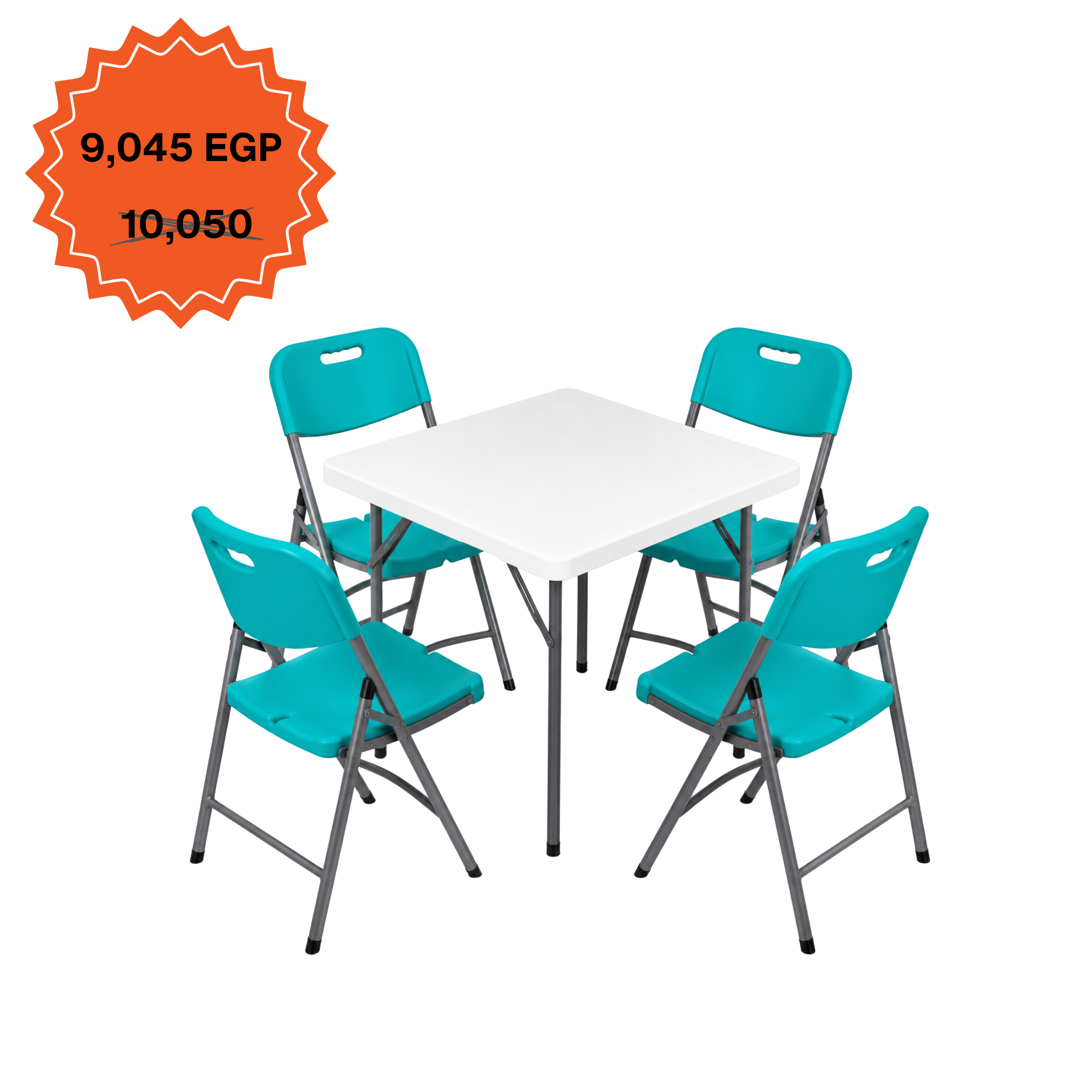 Square Table 88cm Set "Table and 4 Folding Chairs"