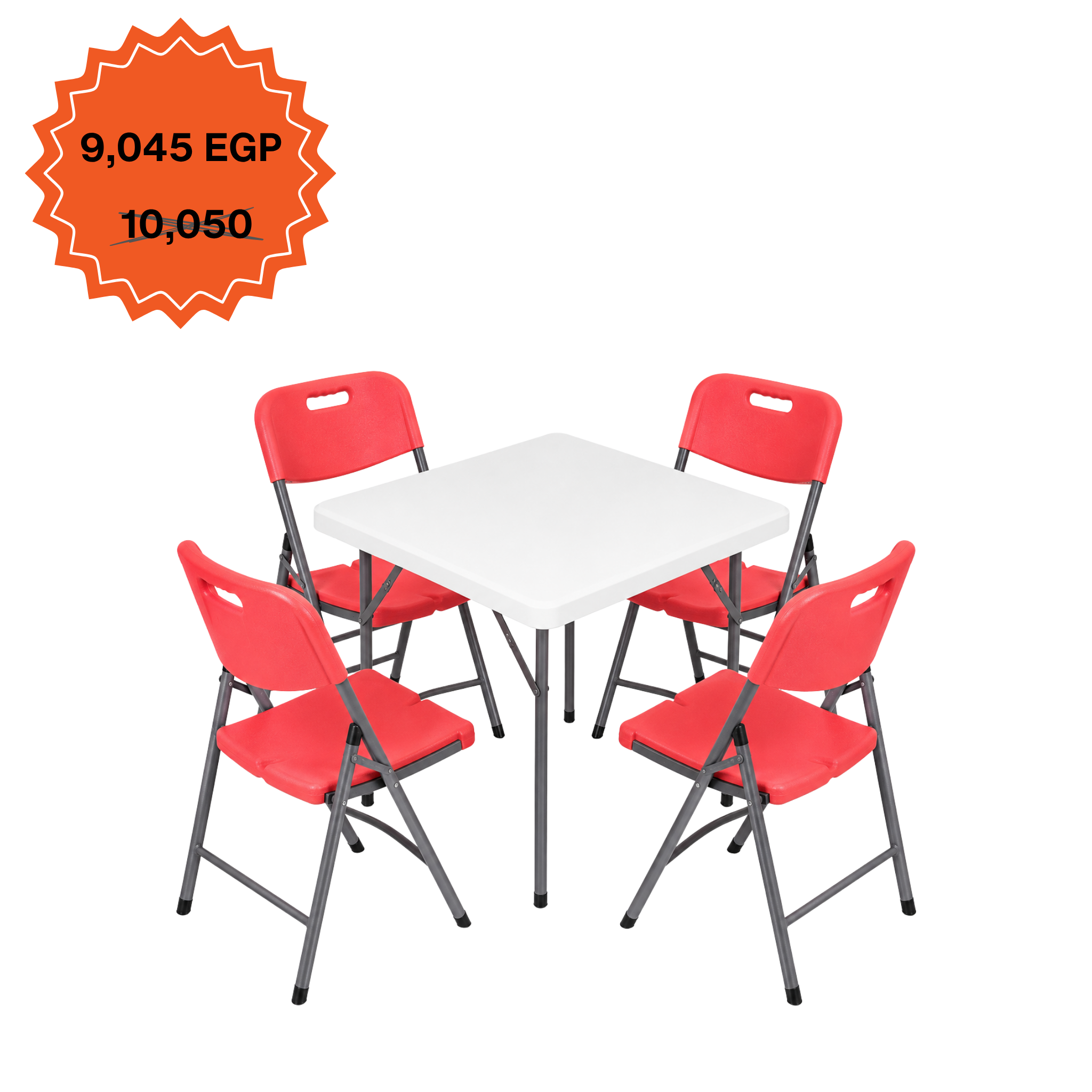 Square Table 88cm Set "Table and 4 Folding Chairs"