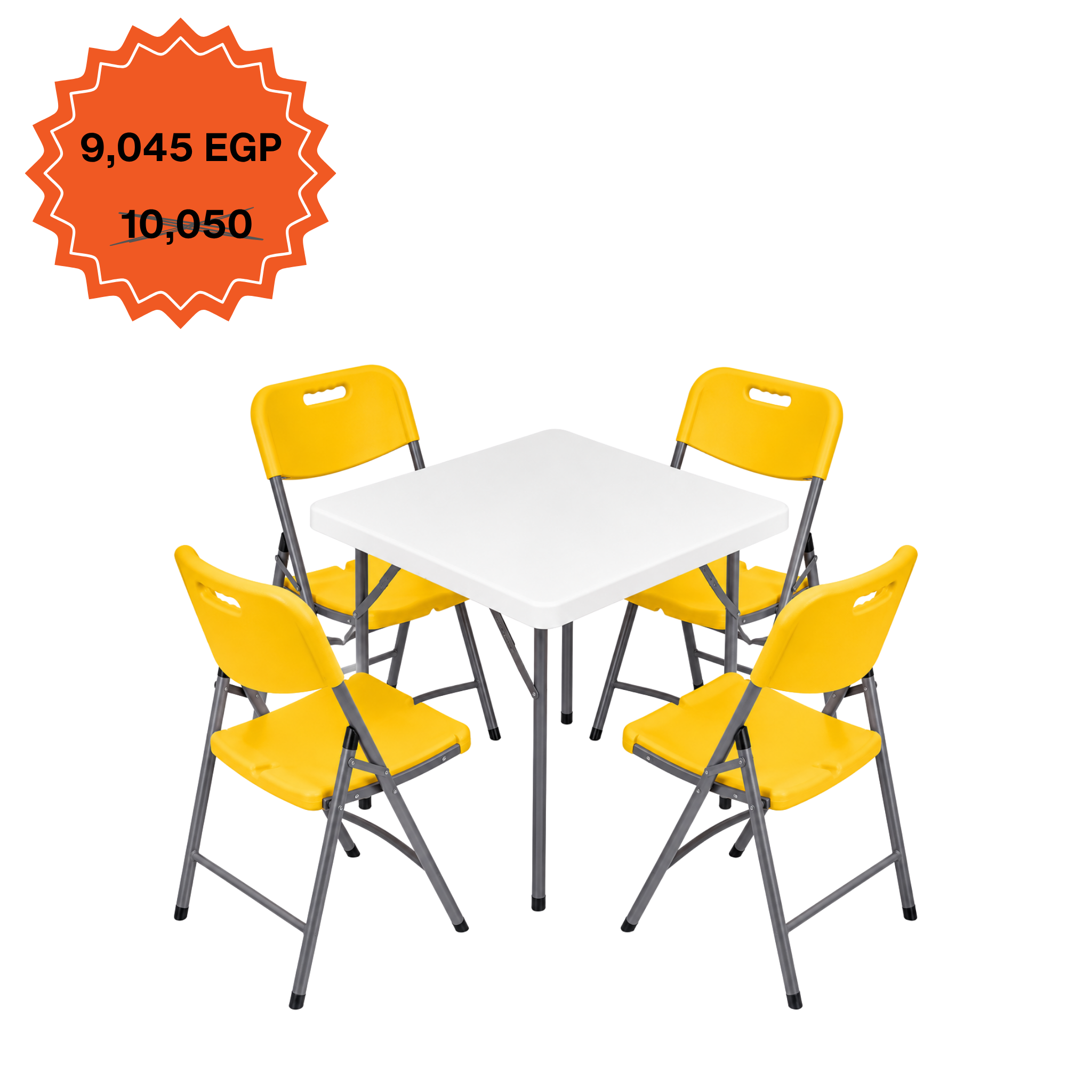 Square Table 88cm Set "Table and 4 Folding Chairs"