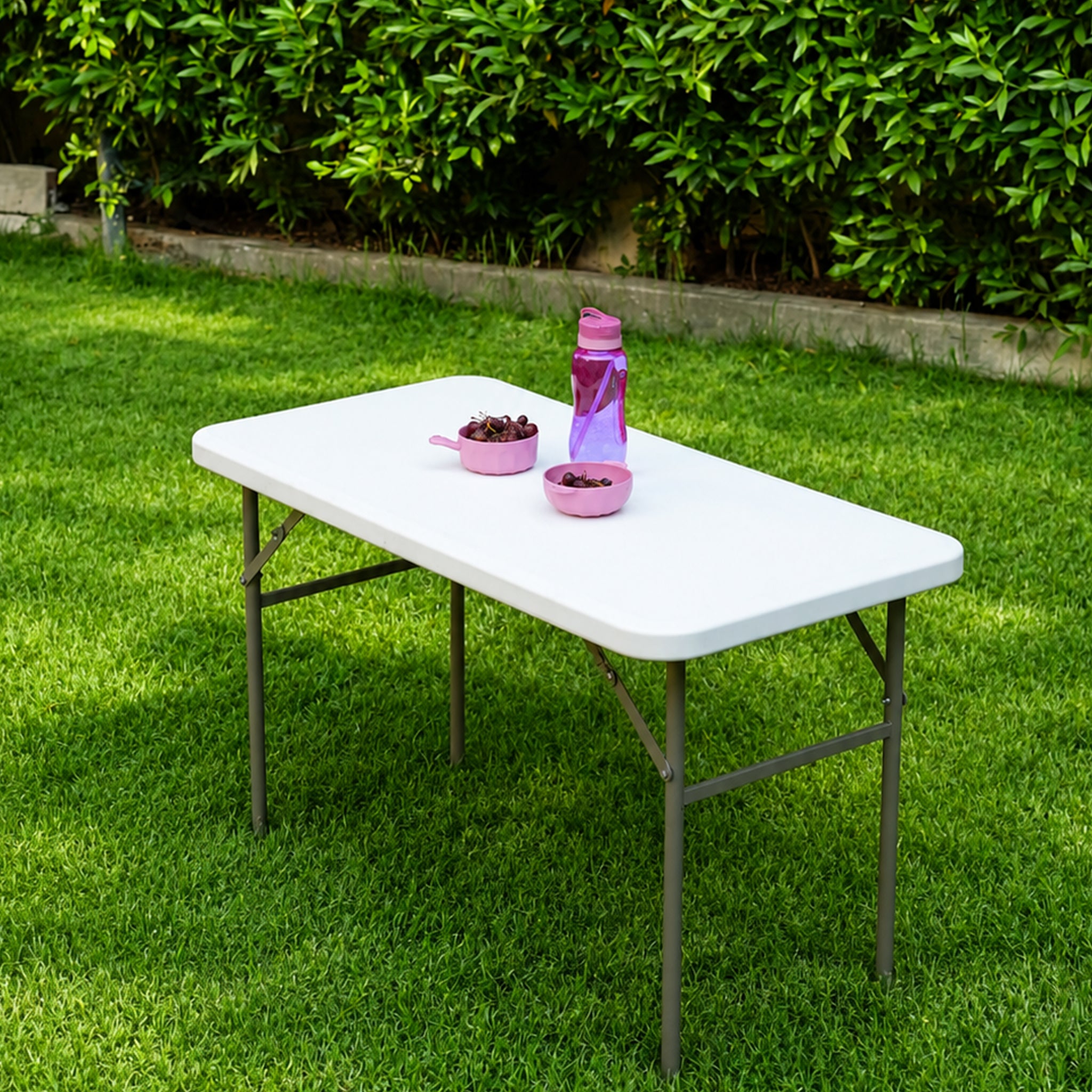 RF 122 White - Rectangular fold in half table 122 cm (Height Adjustable)