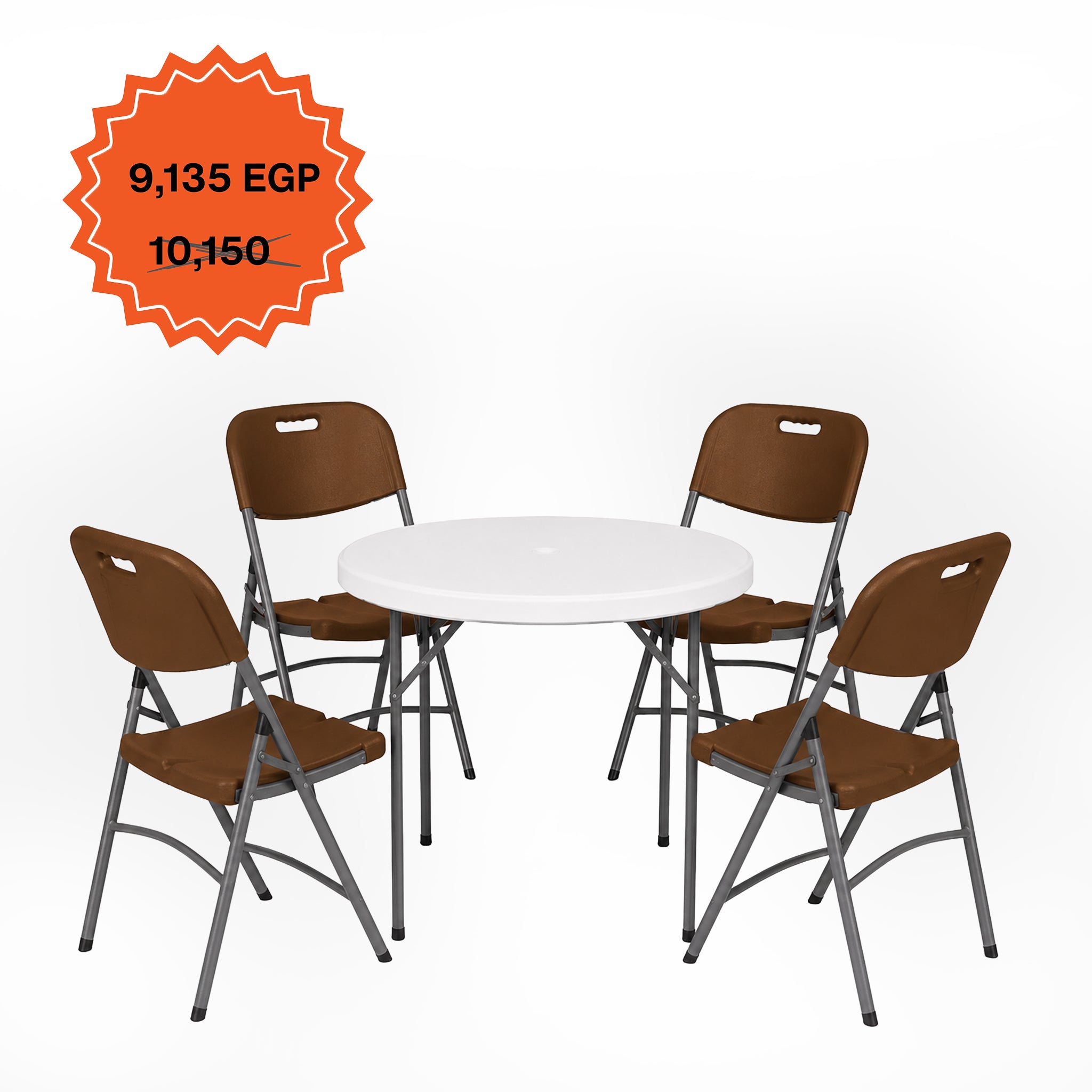 Round Table 110cm Set "Table and 4 Folding Chairs"