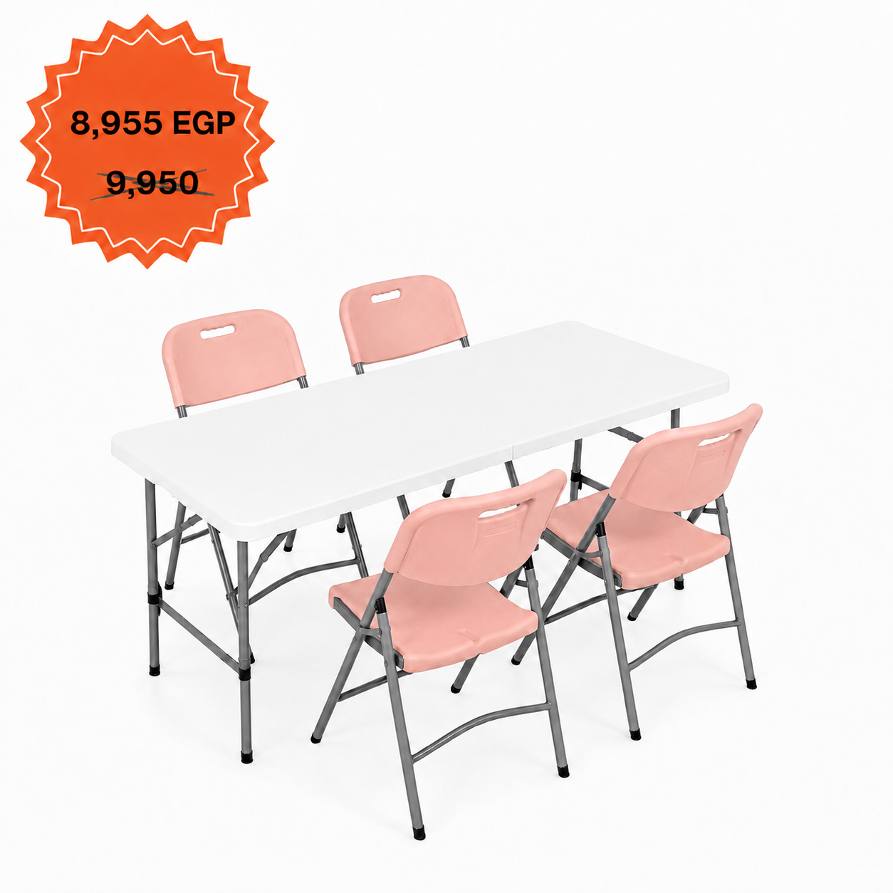 Rectangle Table 122cm Set "Table and 4 Folding Chairs"