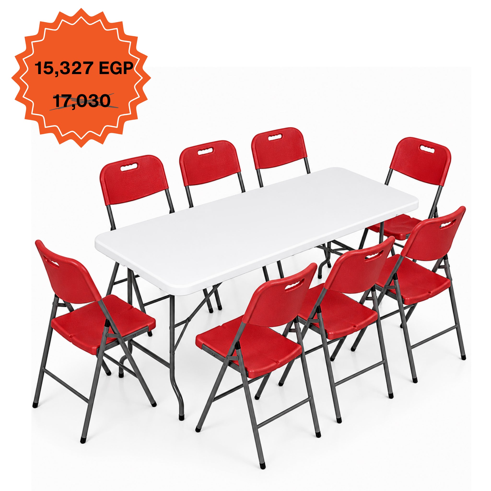Rectangle Table 183cm Set "Table and 8 Folding Chairs"