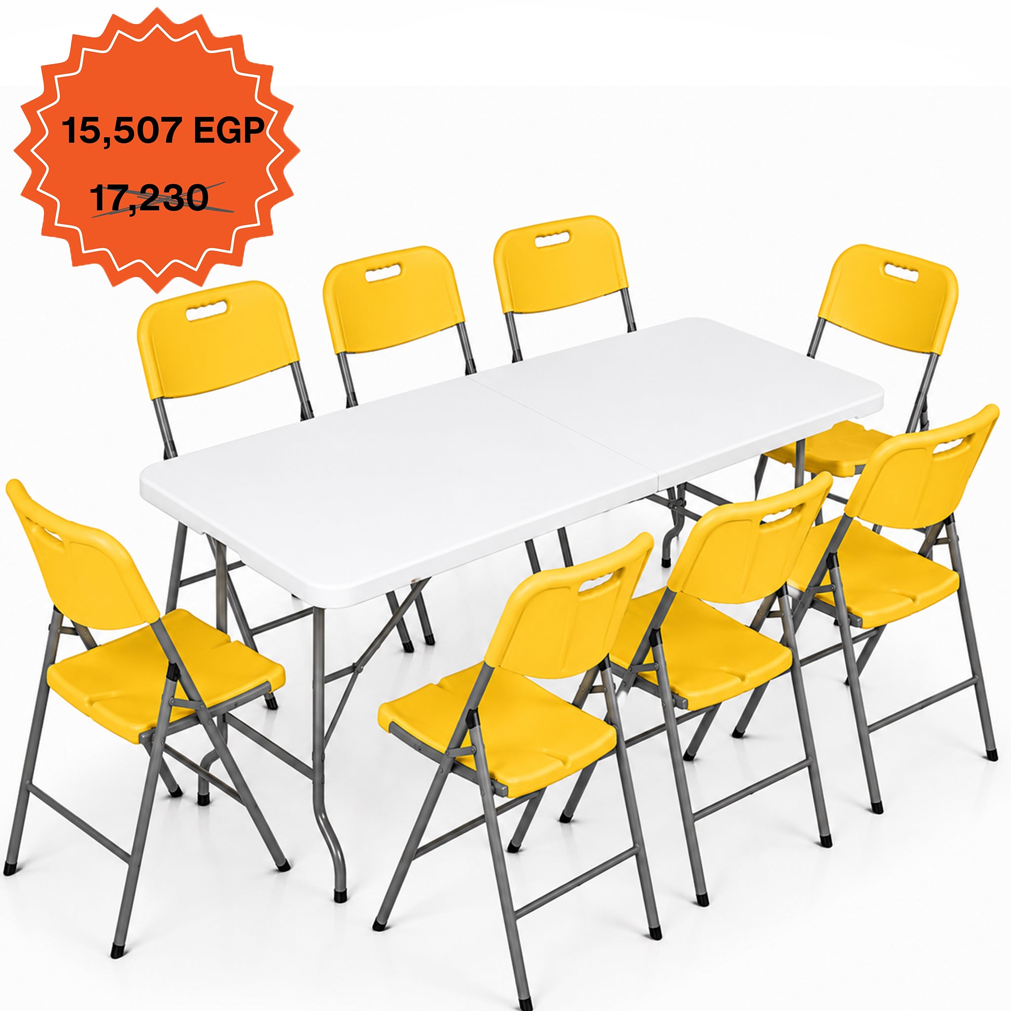 Rectangle Folding Table 183 cm Set "Table and 8 Folding Chairs"