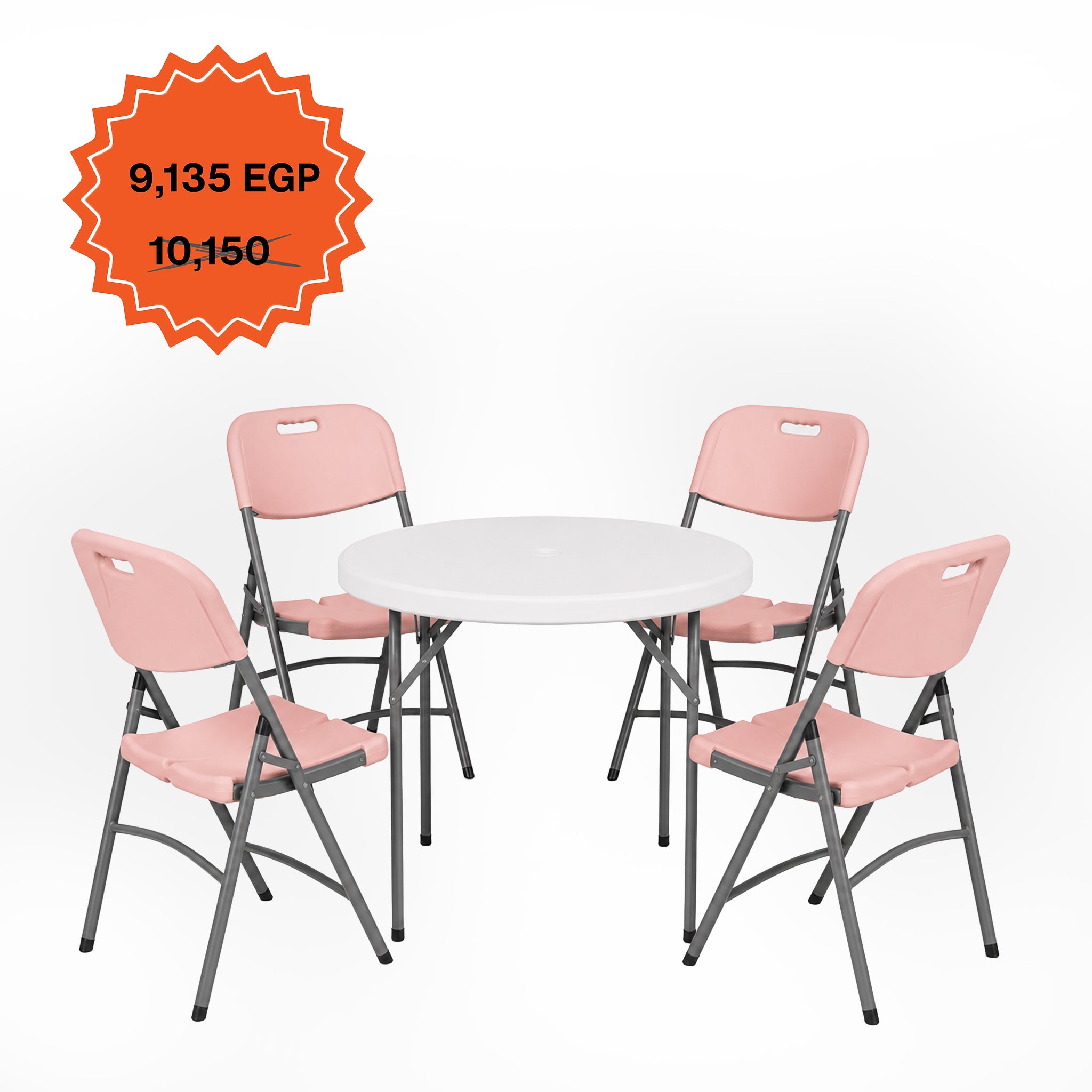 Round Table 110cm Set "Table and 4 Folding Chairs"