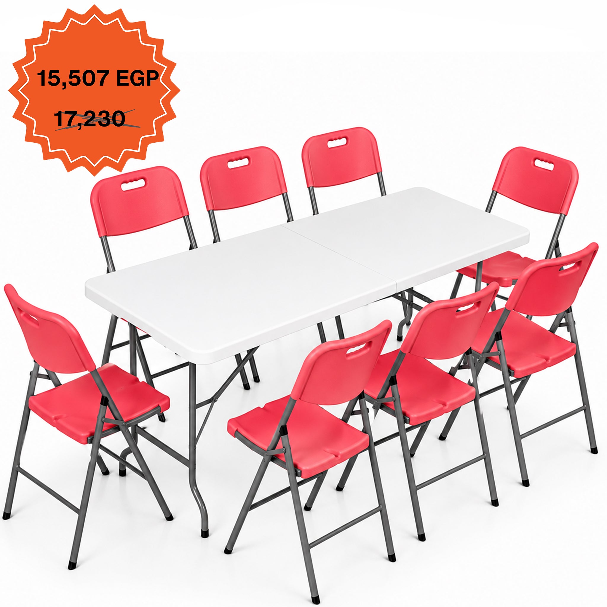 Rectangle Folding Table 183 cm Set "Table and 8 Folding Chairs"