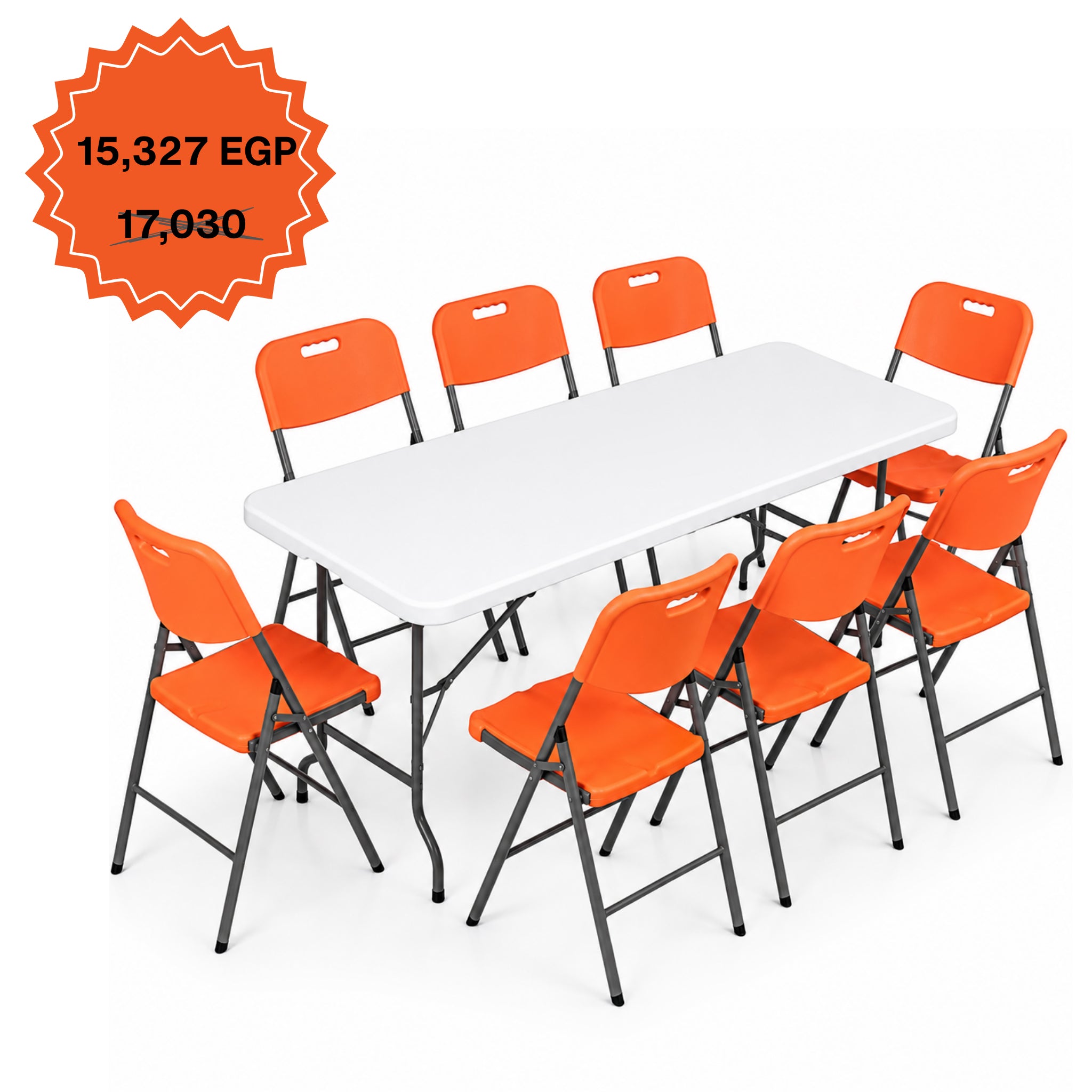 Rectangle Table 183cm Set "Table and 8 Folding Chairs"