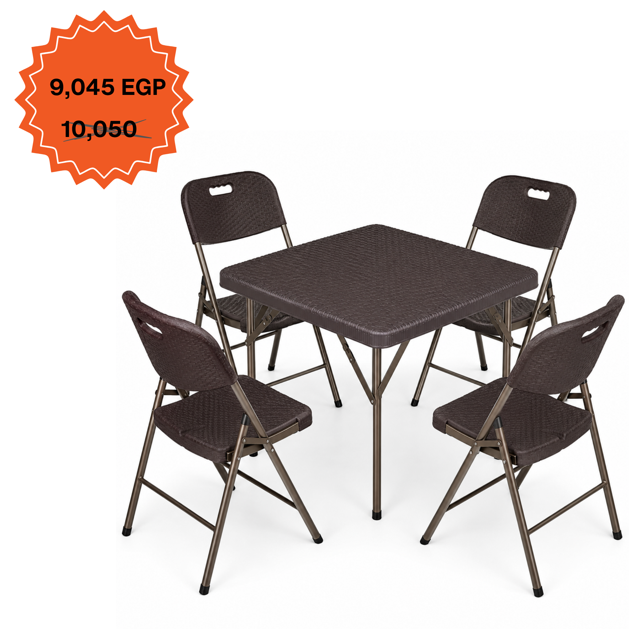 Square Ratan Table 88cm Set "Table and 4 Ratan Folding Chairs"