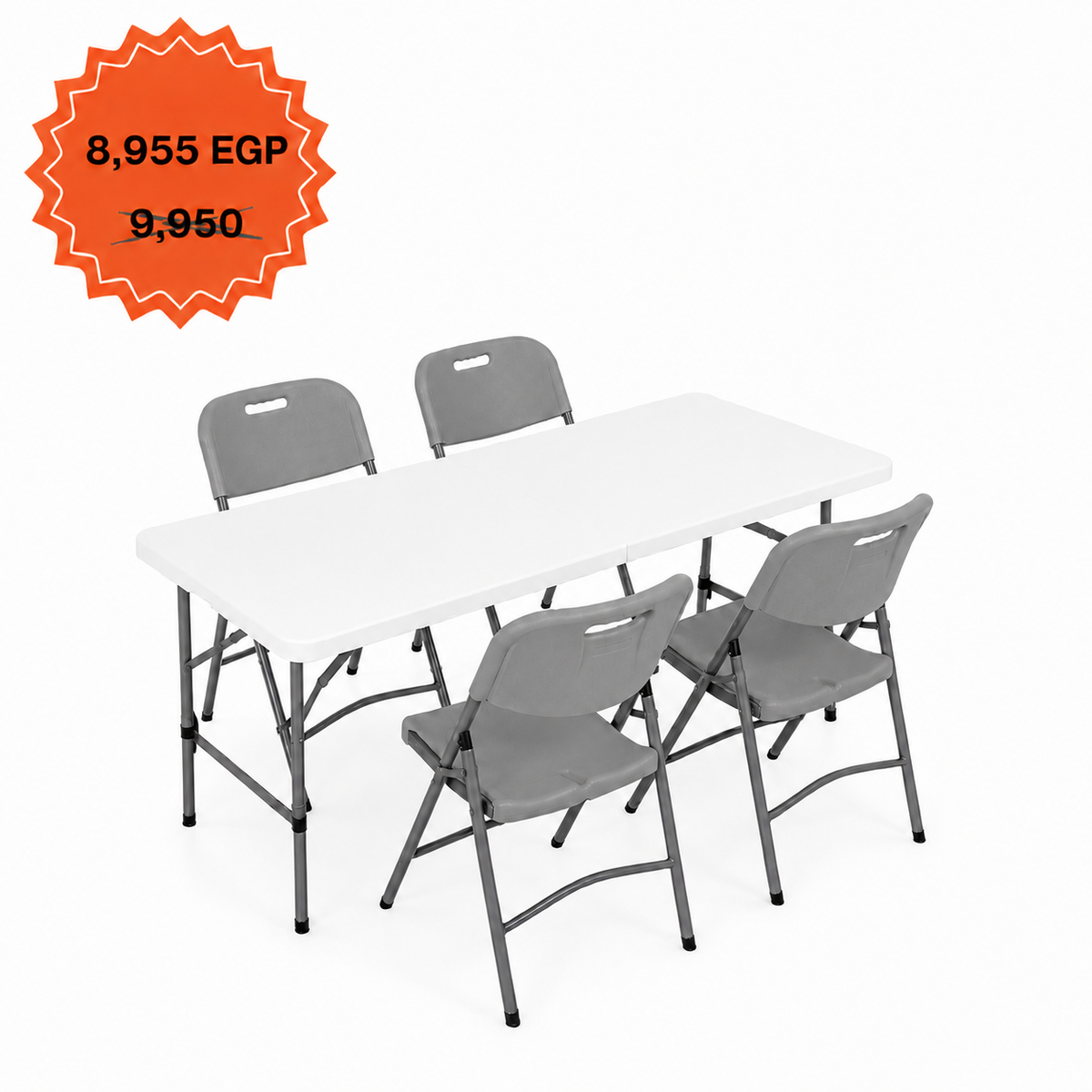 Rectangle Table 122cm Set "Table and 4 Folding Chairs"