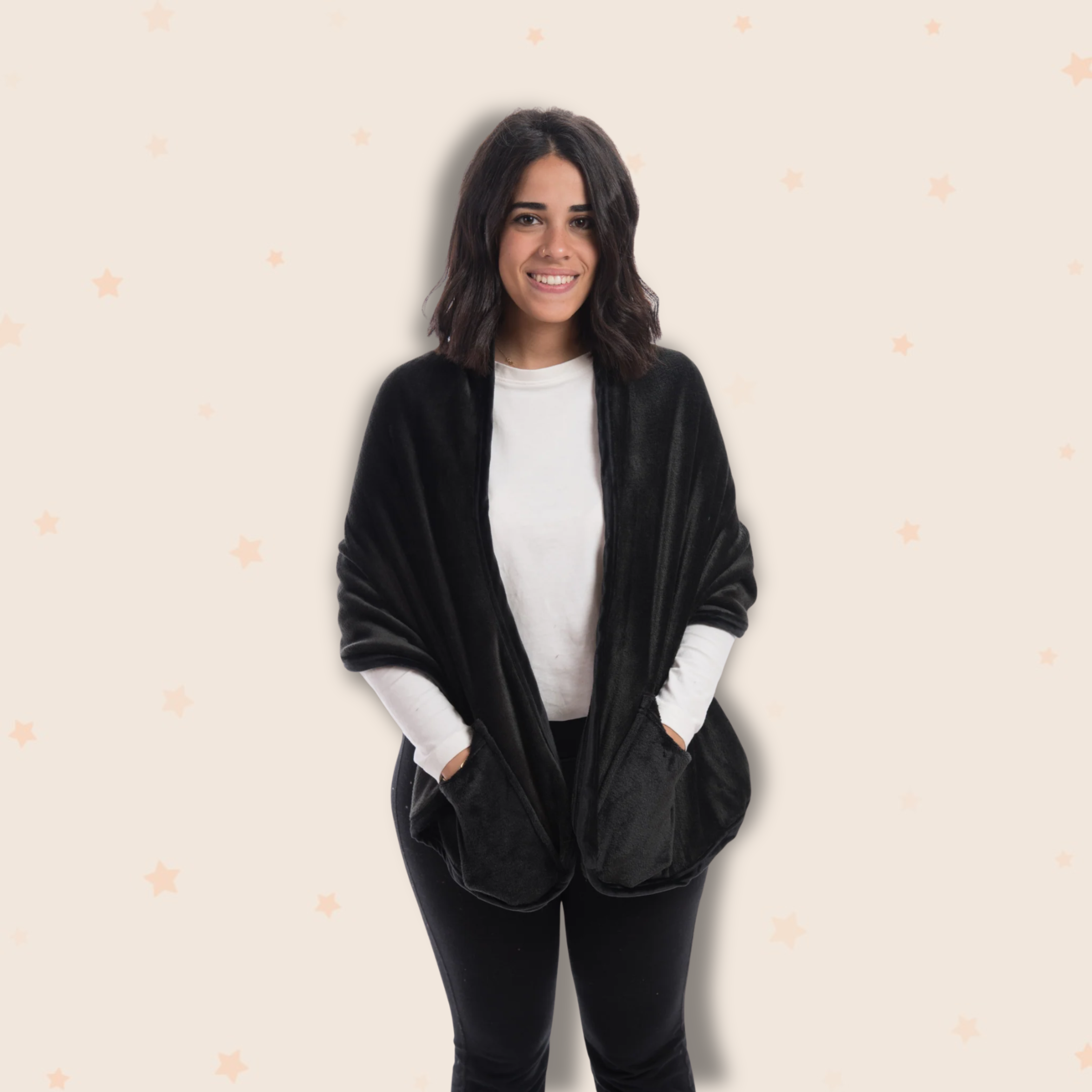 Fleece Shawl With Pockets