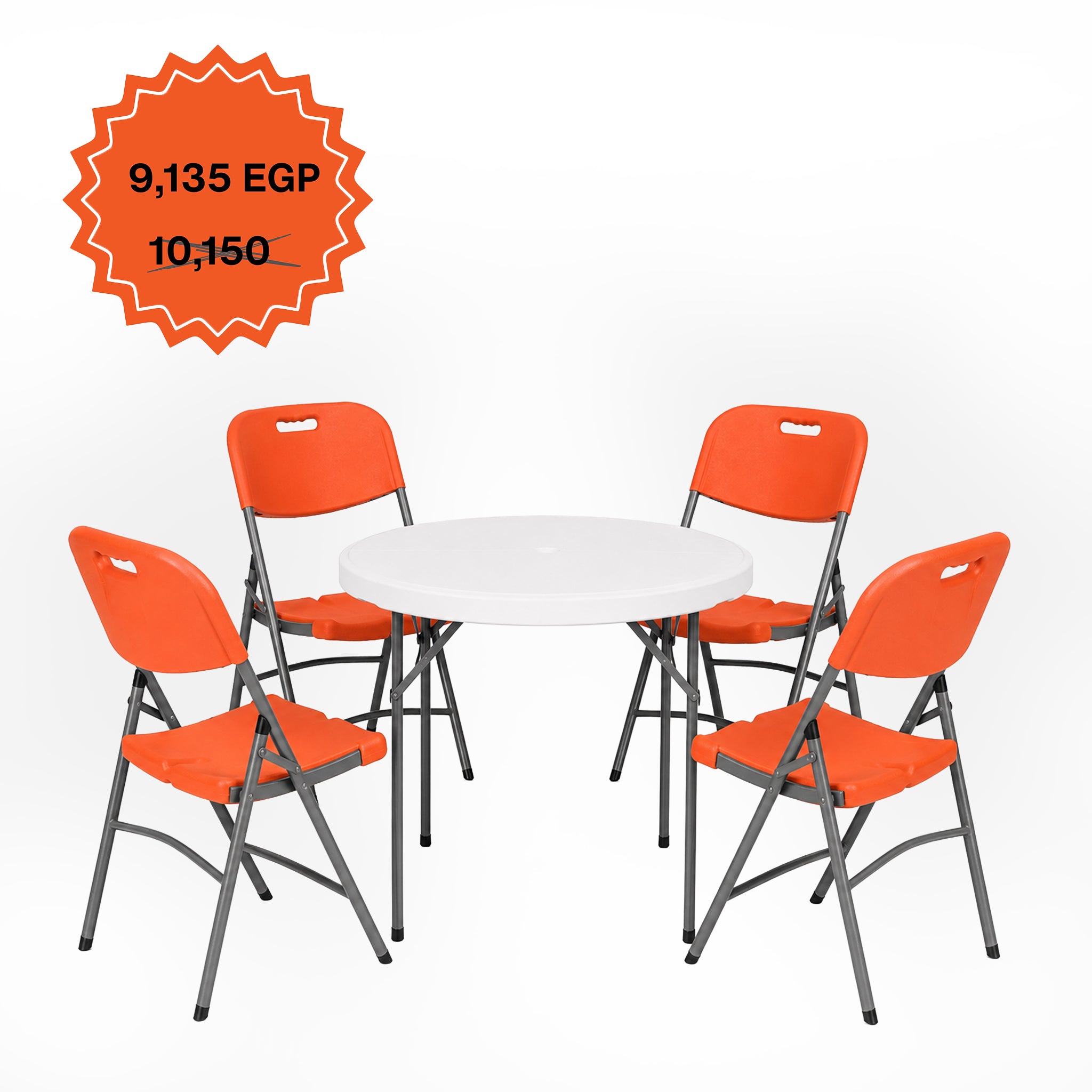 Round Table 110cm Set "Table and 4 Folding Chairs"