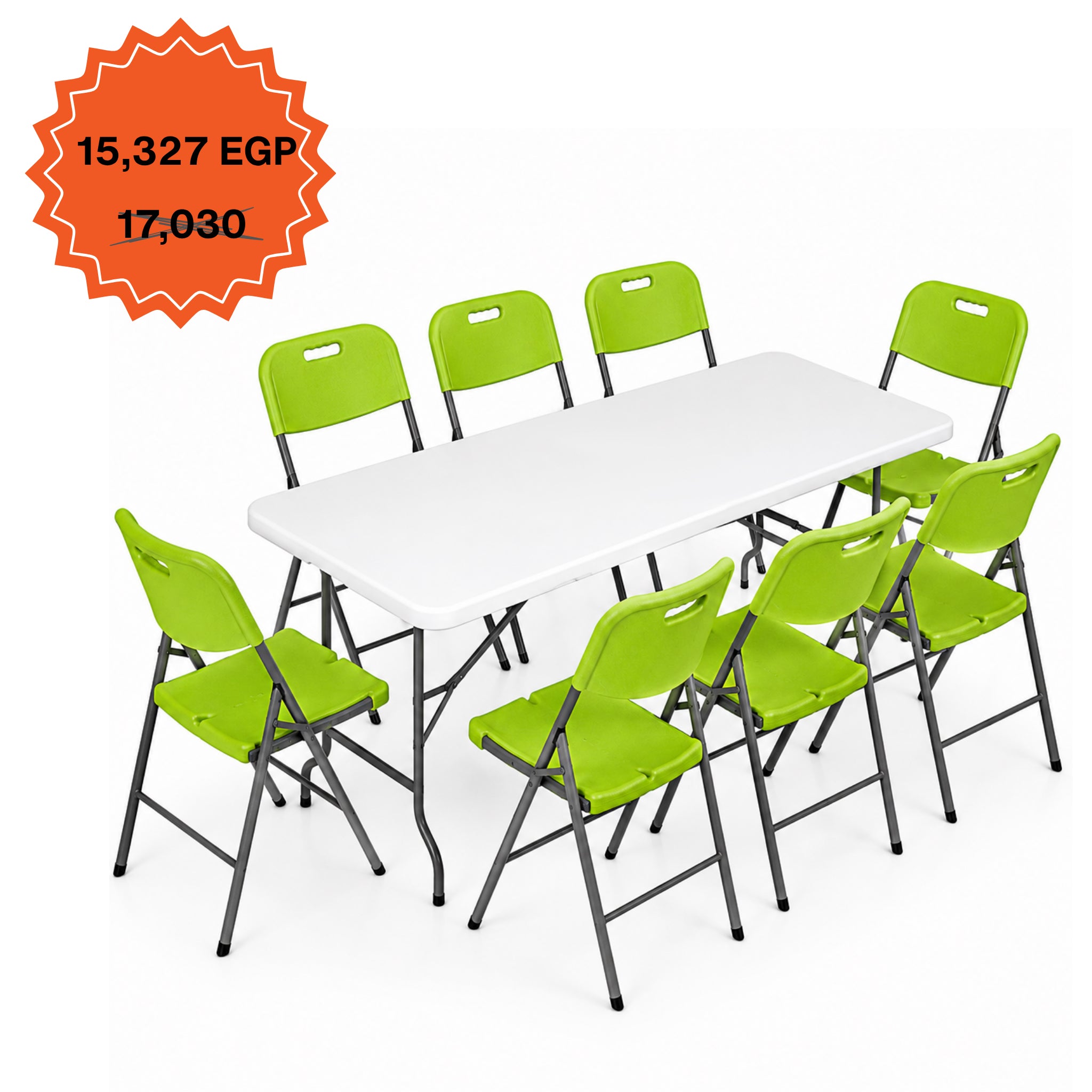 Rectangle Table 183cm Set "Table and 8 Folding Chairs"