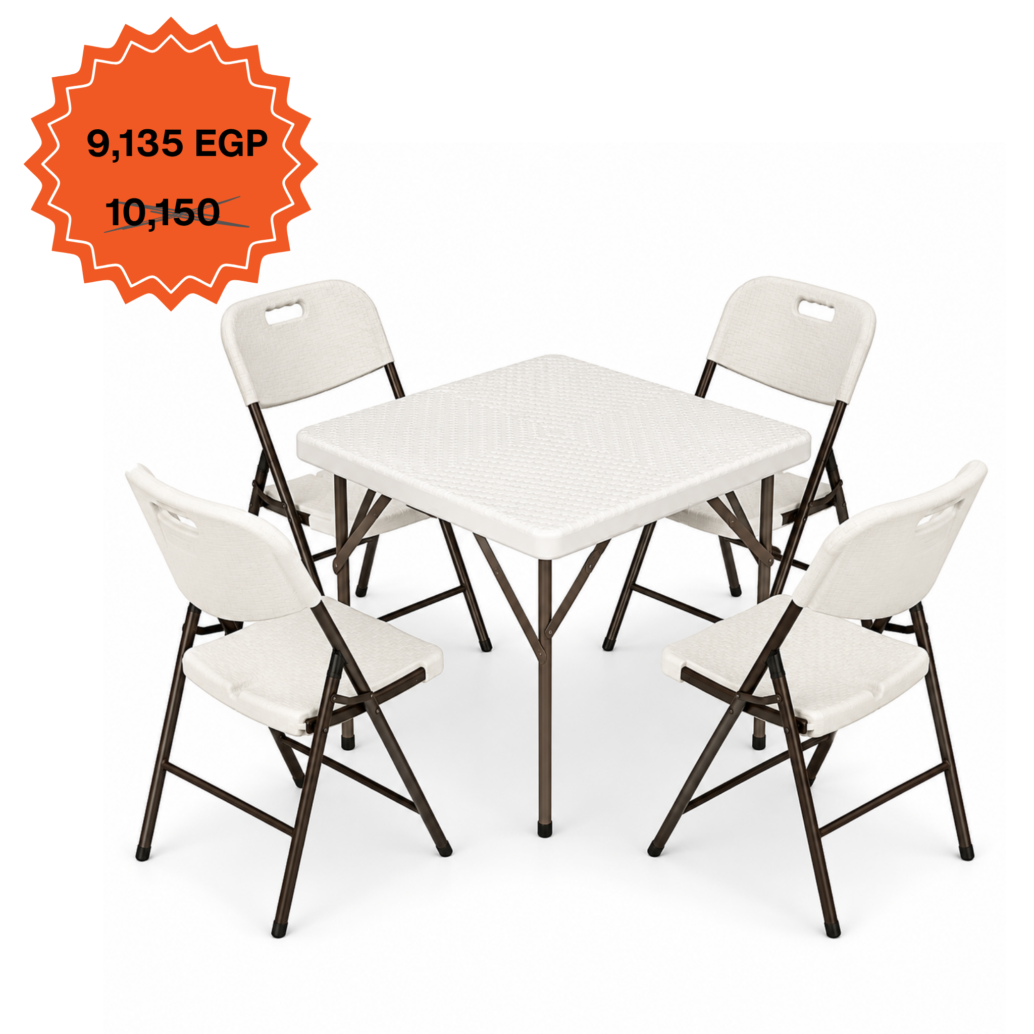 Square Ratan Table 88cm Set "Table and 4 Ratan Folding Chairs"