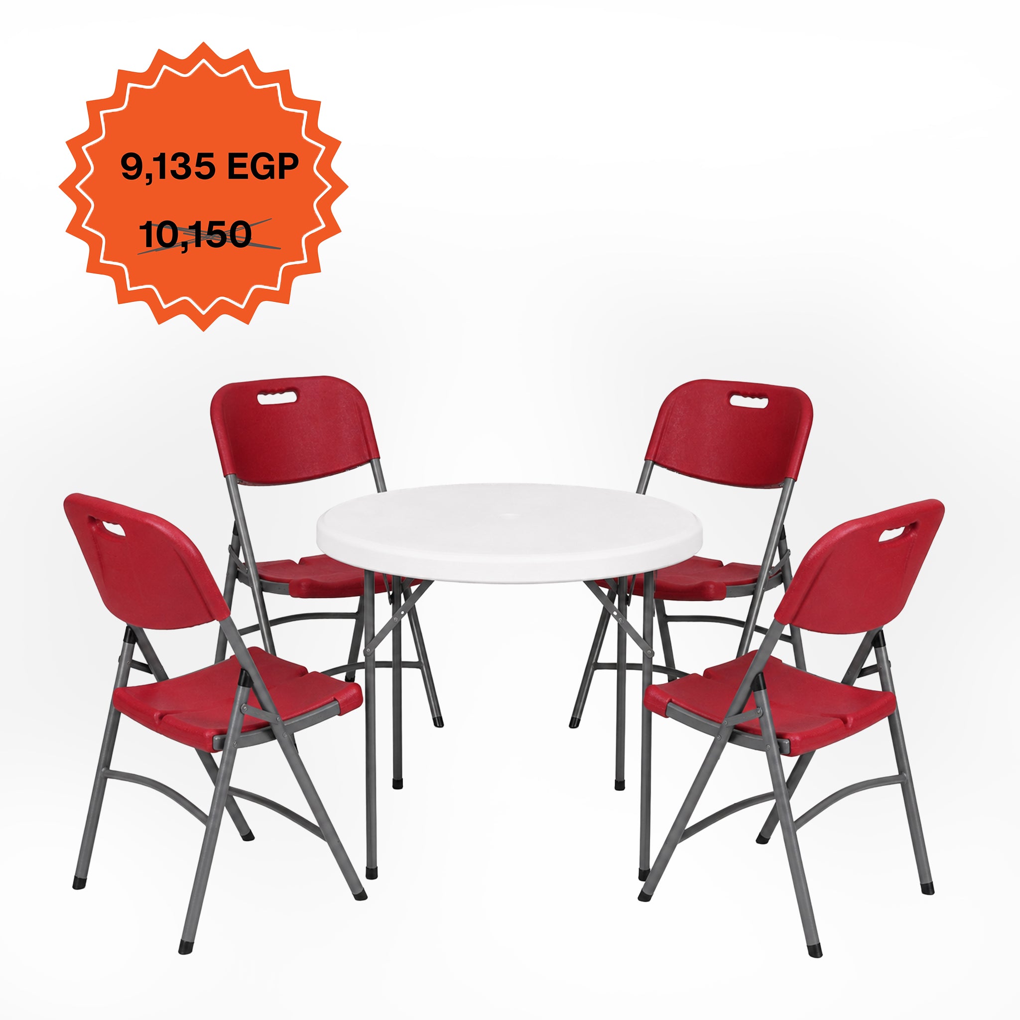 Round Table 110cm Set "Table and 4 Folding Chairs"