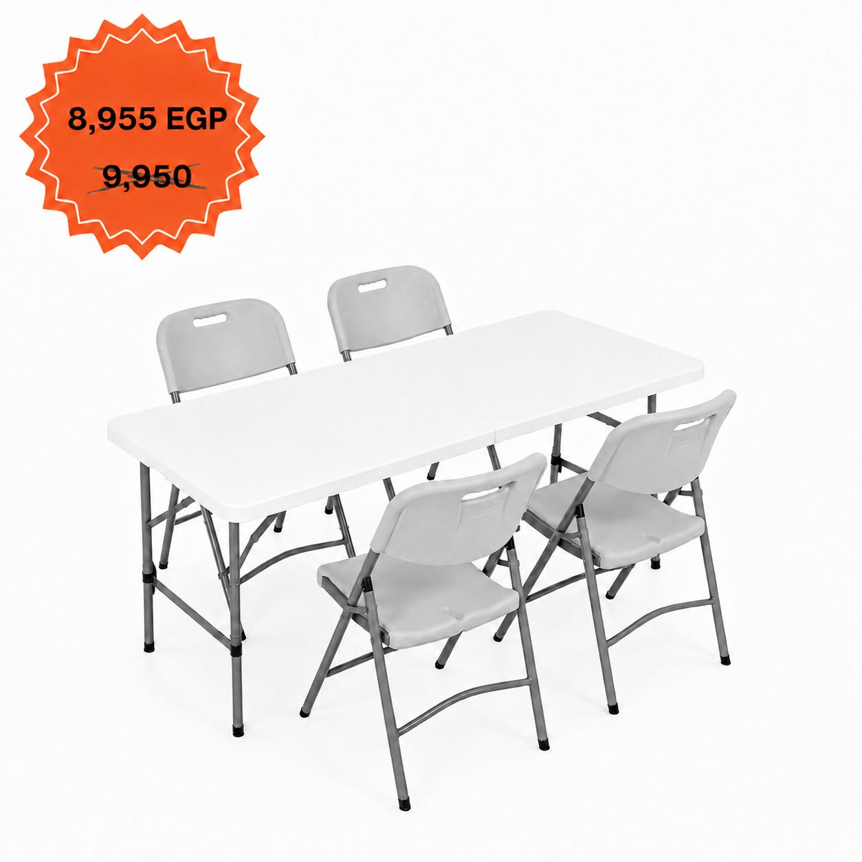 Rectangle Table 122cm Set "Table and 4 Folding Chairs"