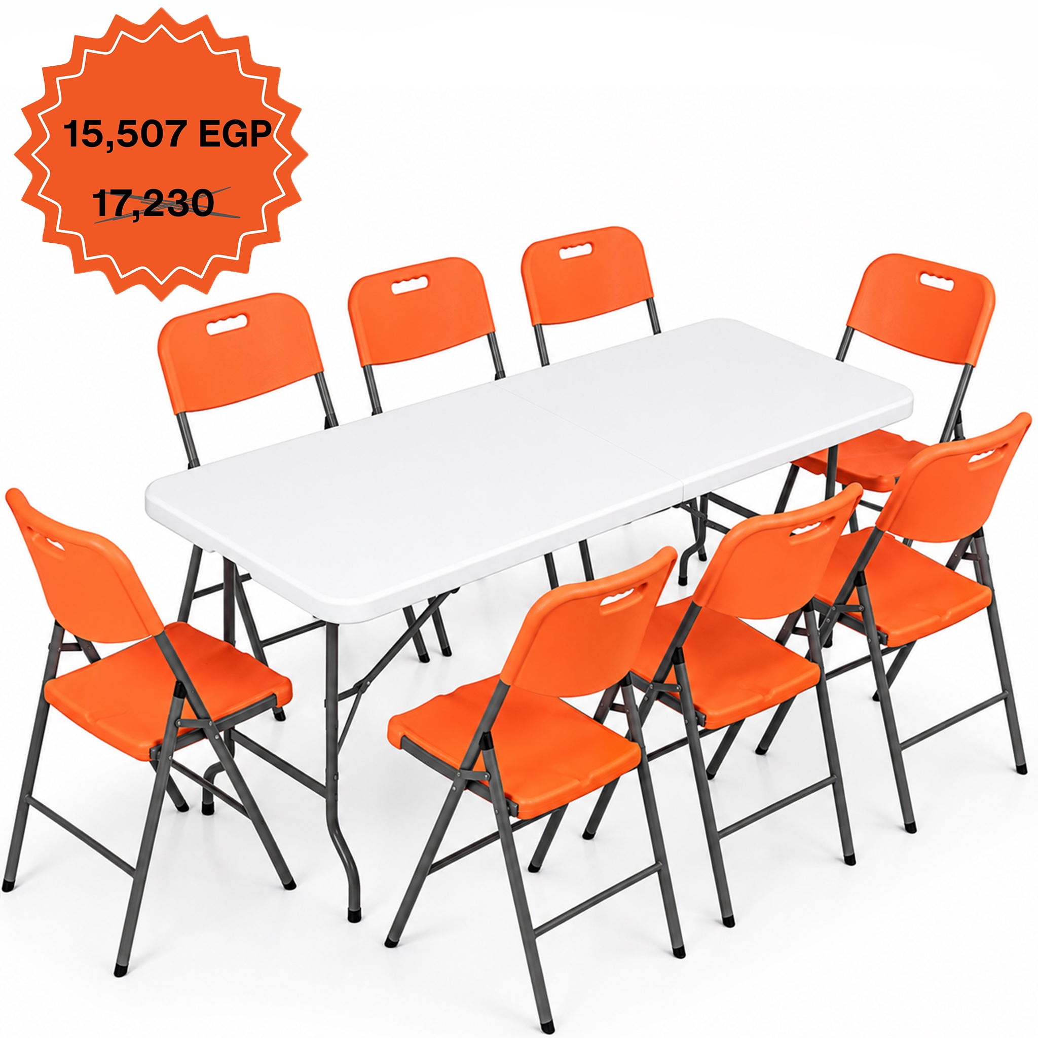 Rectangle Folding Table 183 cm Set "Table and 8 Folding Chairs"