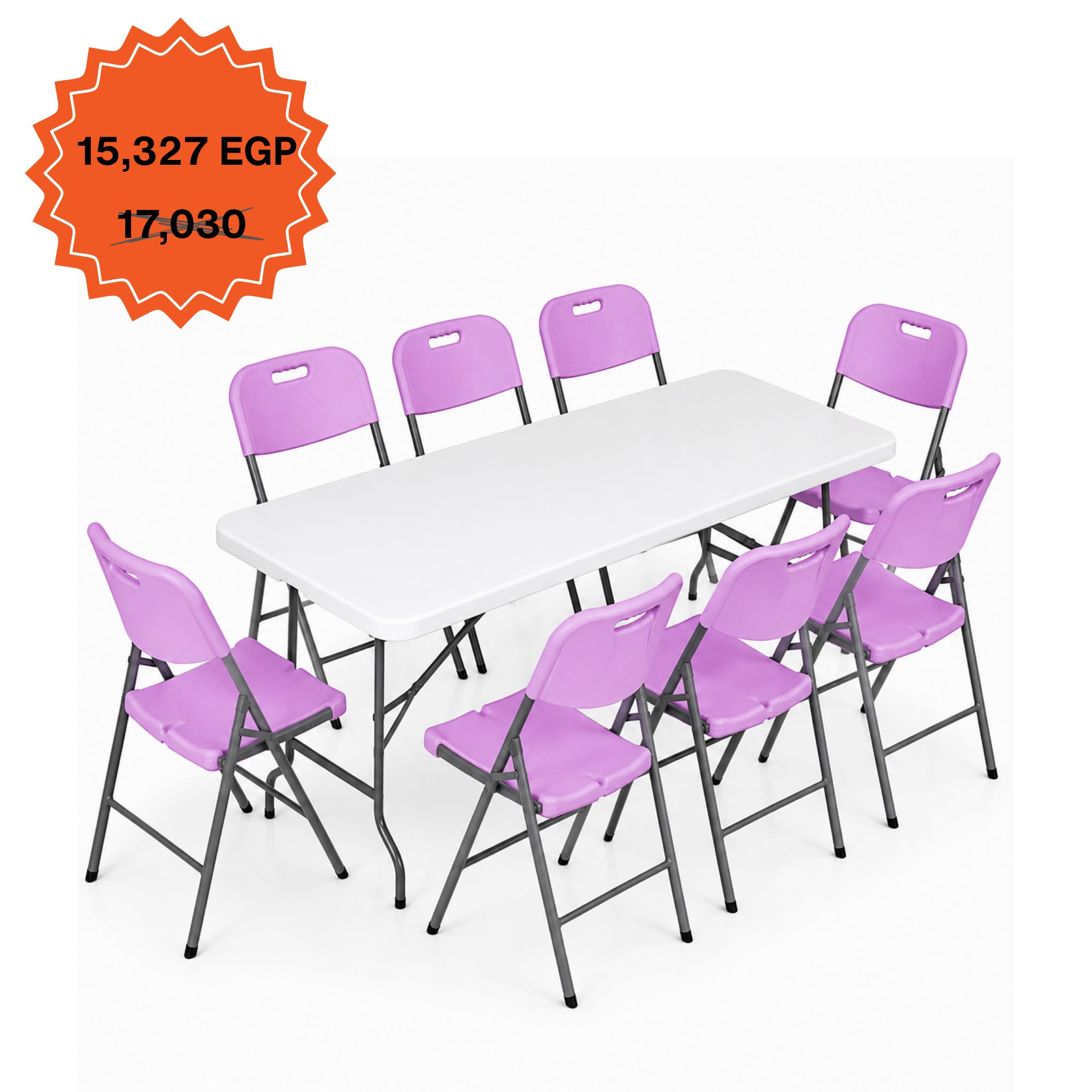 Rectangle Table 183cm Set "Table and 8 Folding Chairs"