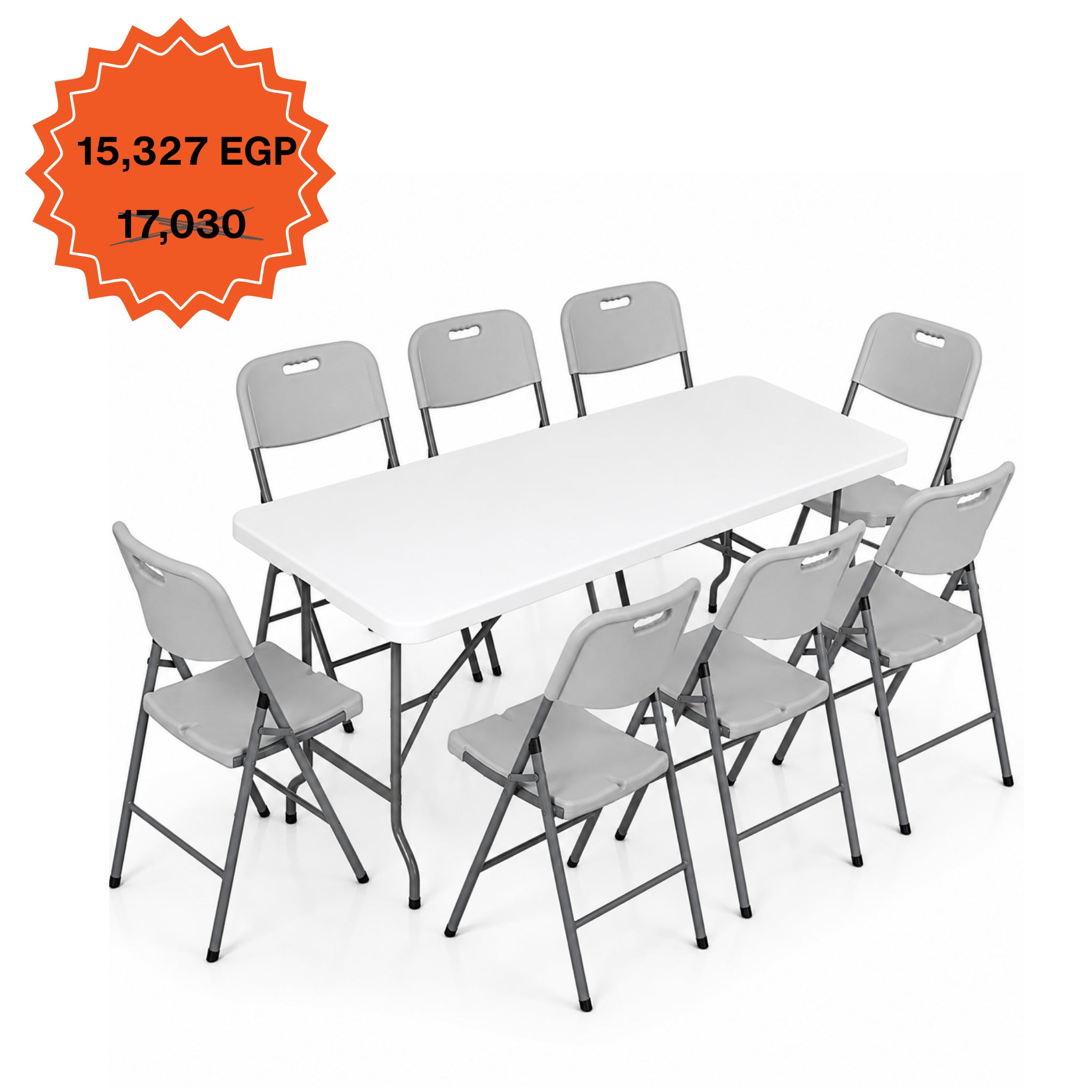 Rectangle Table 183cm Set "Table and 8 Folding Chairs"