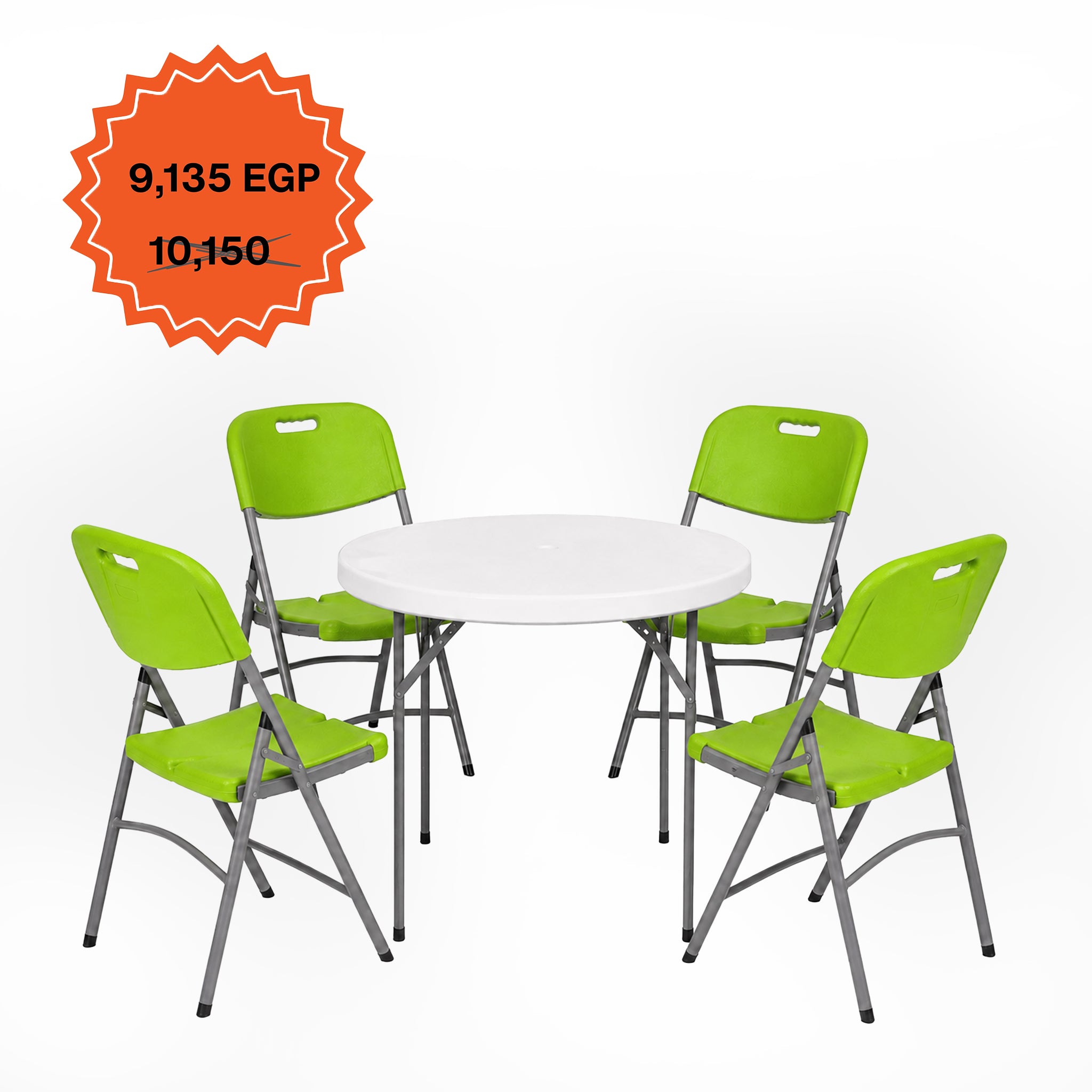 Round Table 110cm Set "Table and 4 Folding Chairs"
