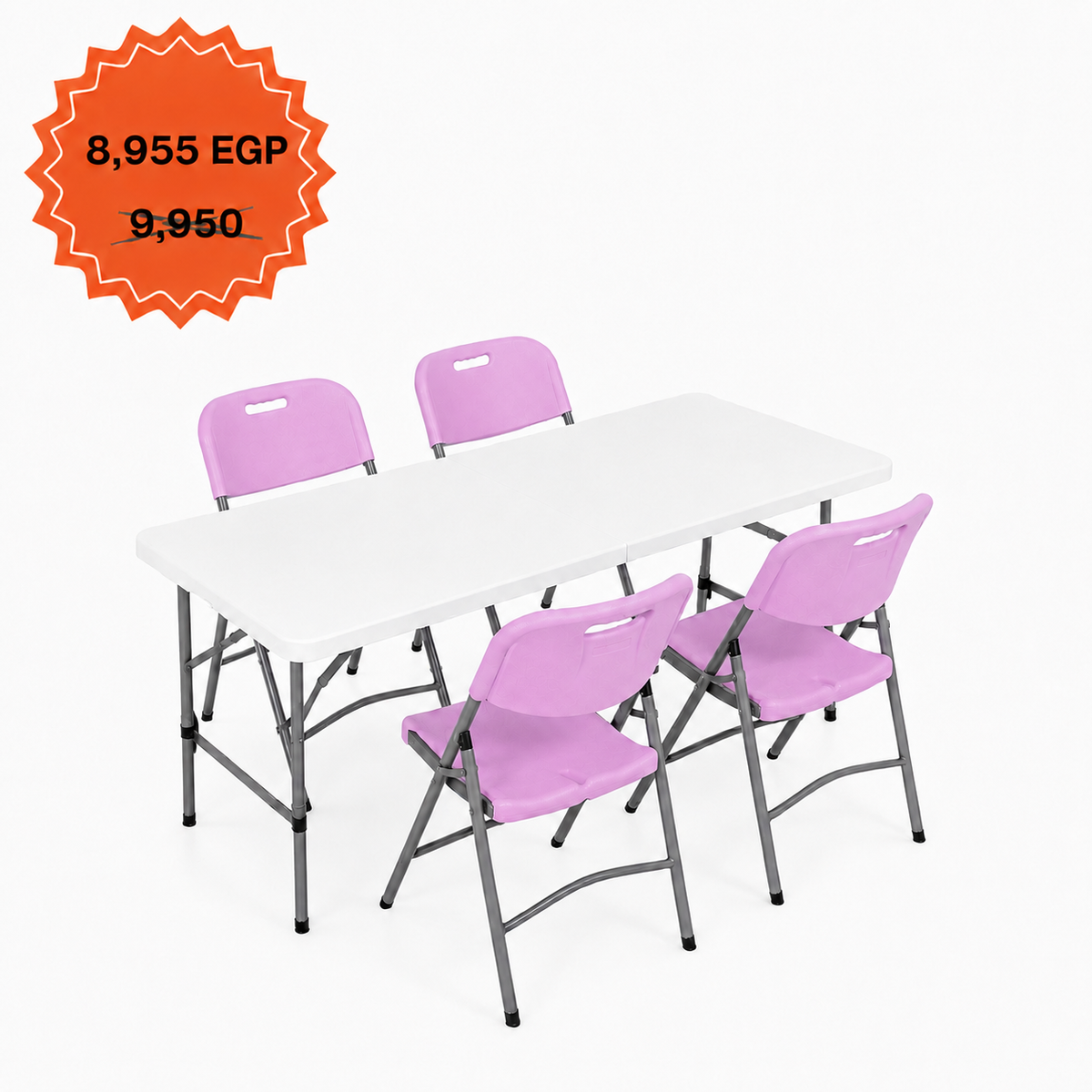 Rectangle Table 122cm Set "Table and 4 Folding Chairs"