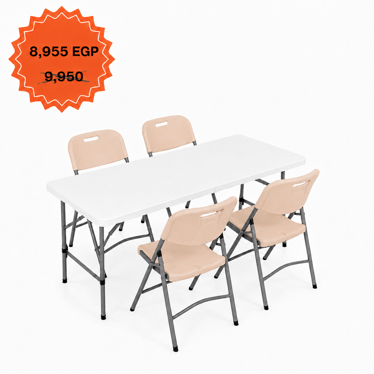 Rectangle Table 122cm Set "Table and 4 Folding Chairs"