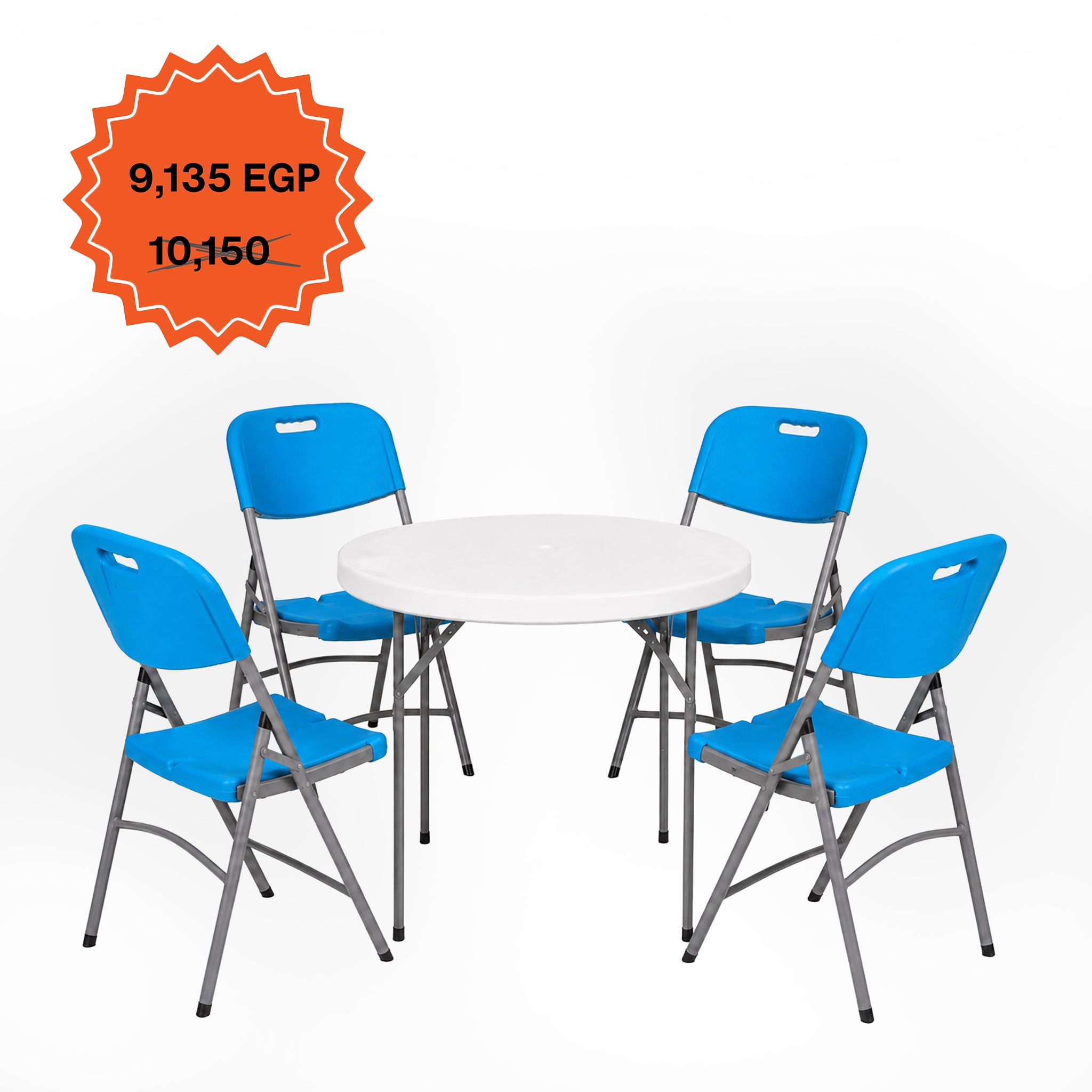 Round Table 110cm Set "Table and 4 Folding Chairs"