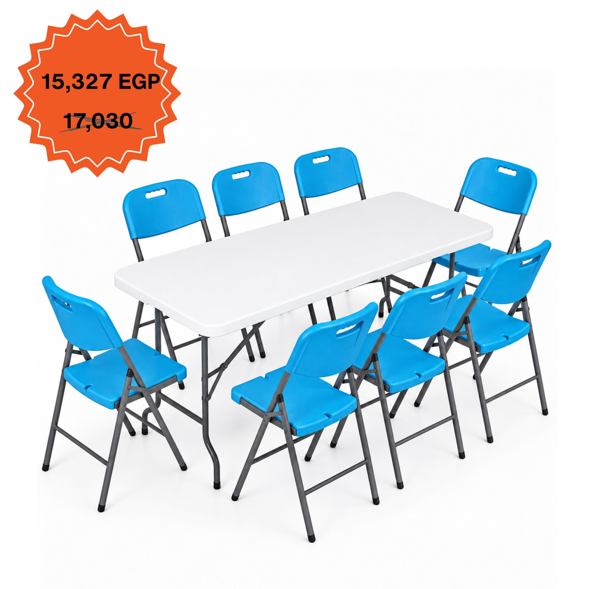 Rectangle Table 183cm Set "Table and 8 Folding Chairs"