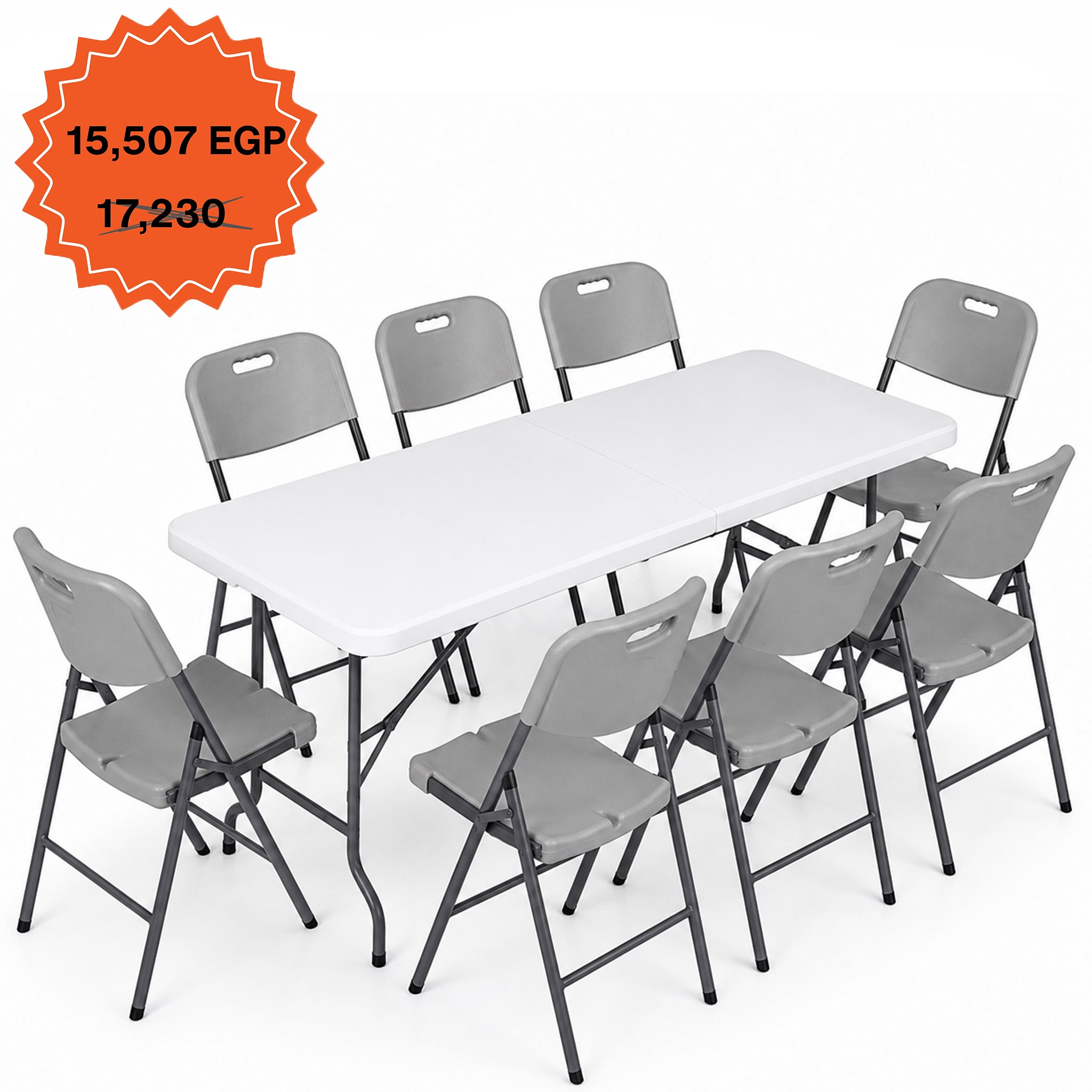 Rectangle Folding Table 183 cm Set "Table and 8 Folding Chairs"