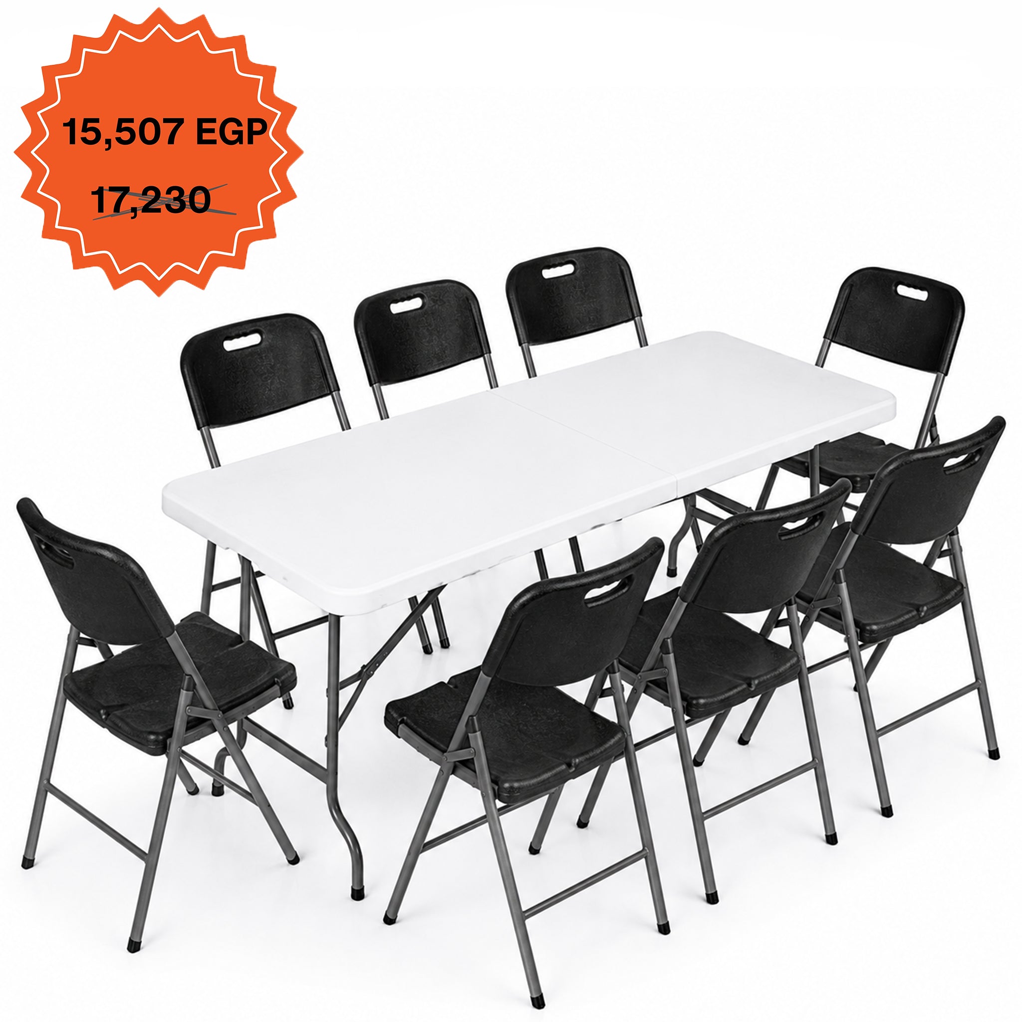Rectangle Folding Table 183 cm Set "Table and 8 Folding Chairs"