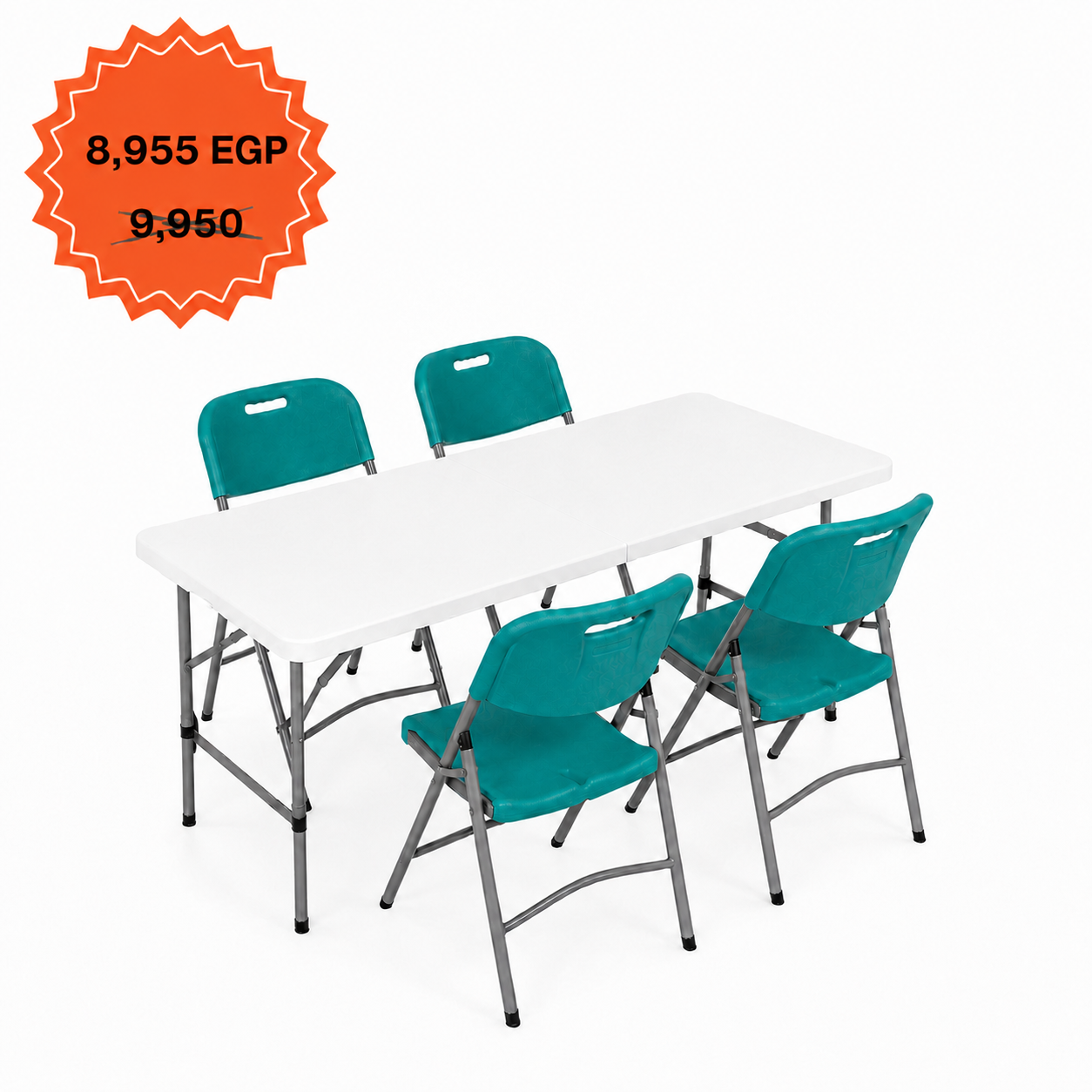 Rectangle Table 122cm Set "Table and 4 Folding Chairs"