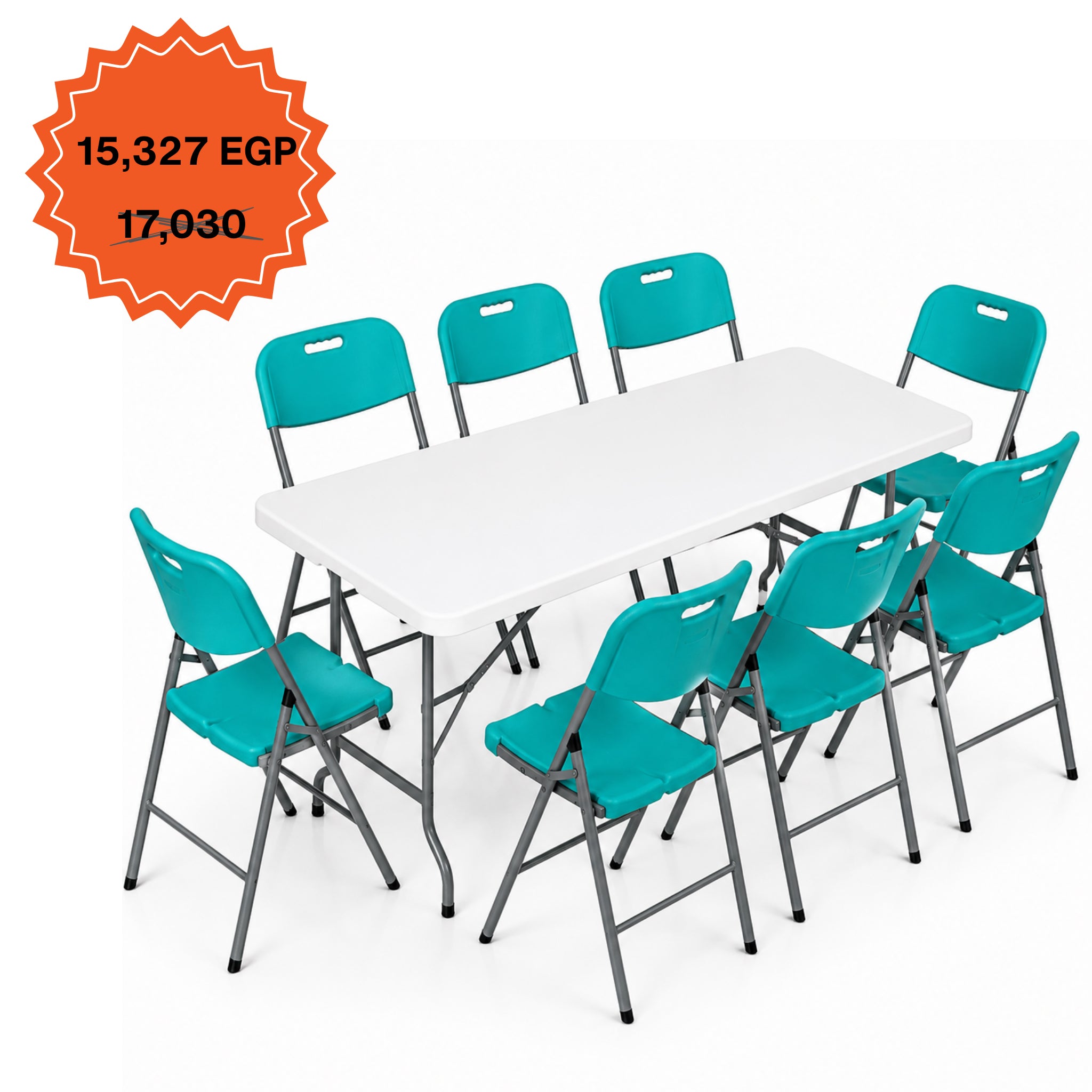 Rectangle Table 183cm Set "Table and 8 Folding Chairs"