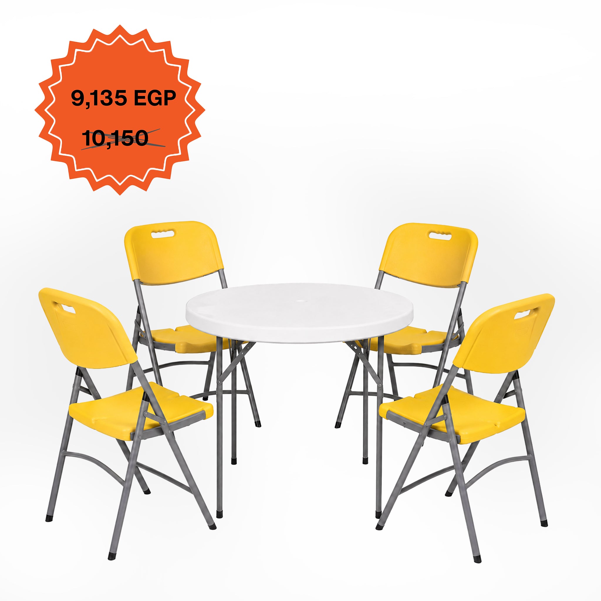 Round Table 110cm Set "Table and 4 Folding Chairs"