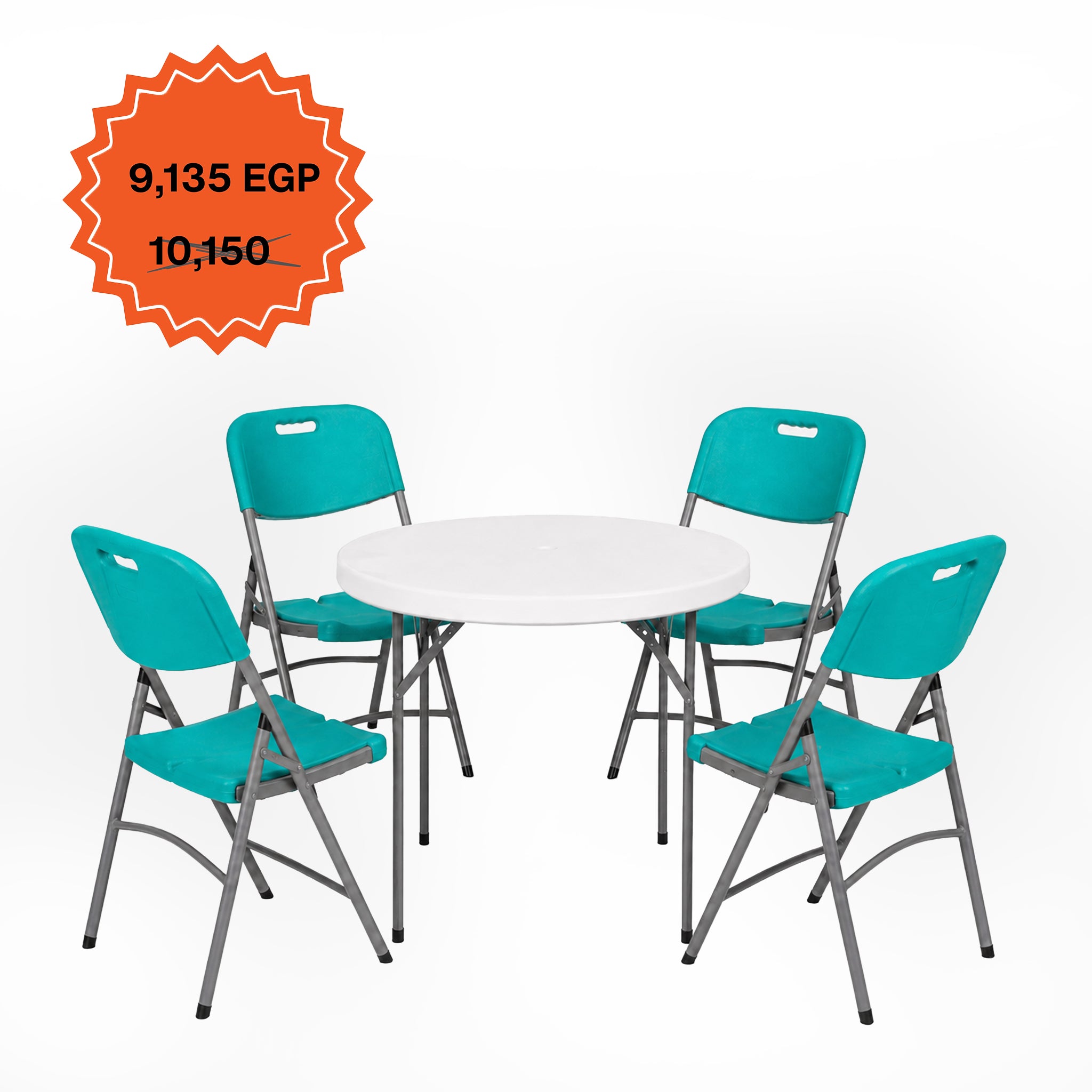 Round Table 110cm Set "Table and 4 Folding Chairs"
