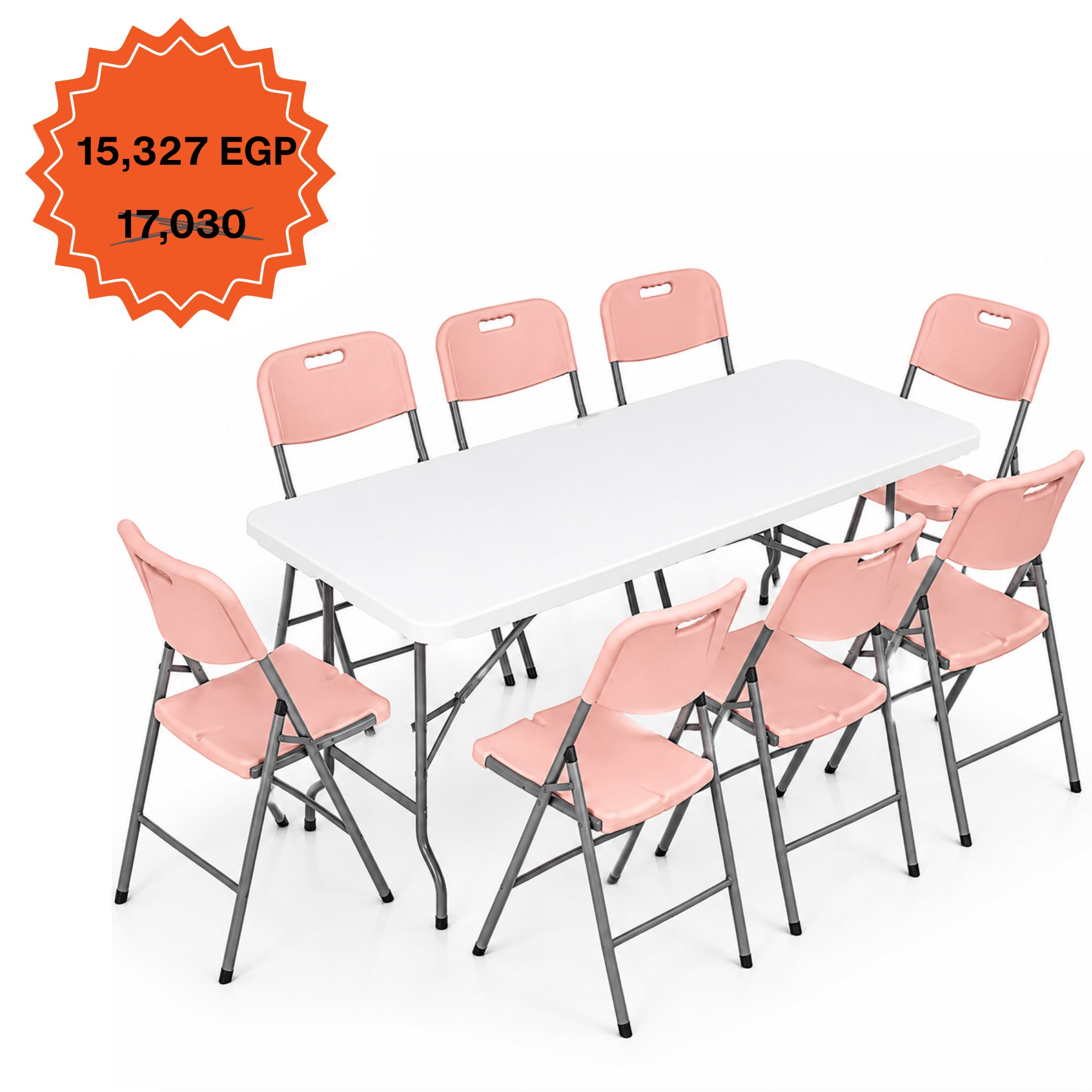 Rectangle Table 183cm Set "Table and 8 Folding Chairs"