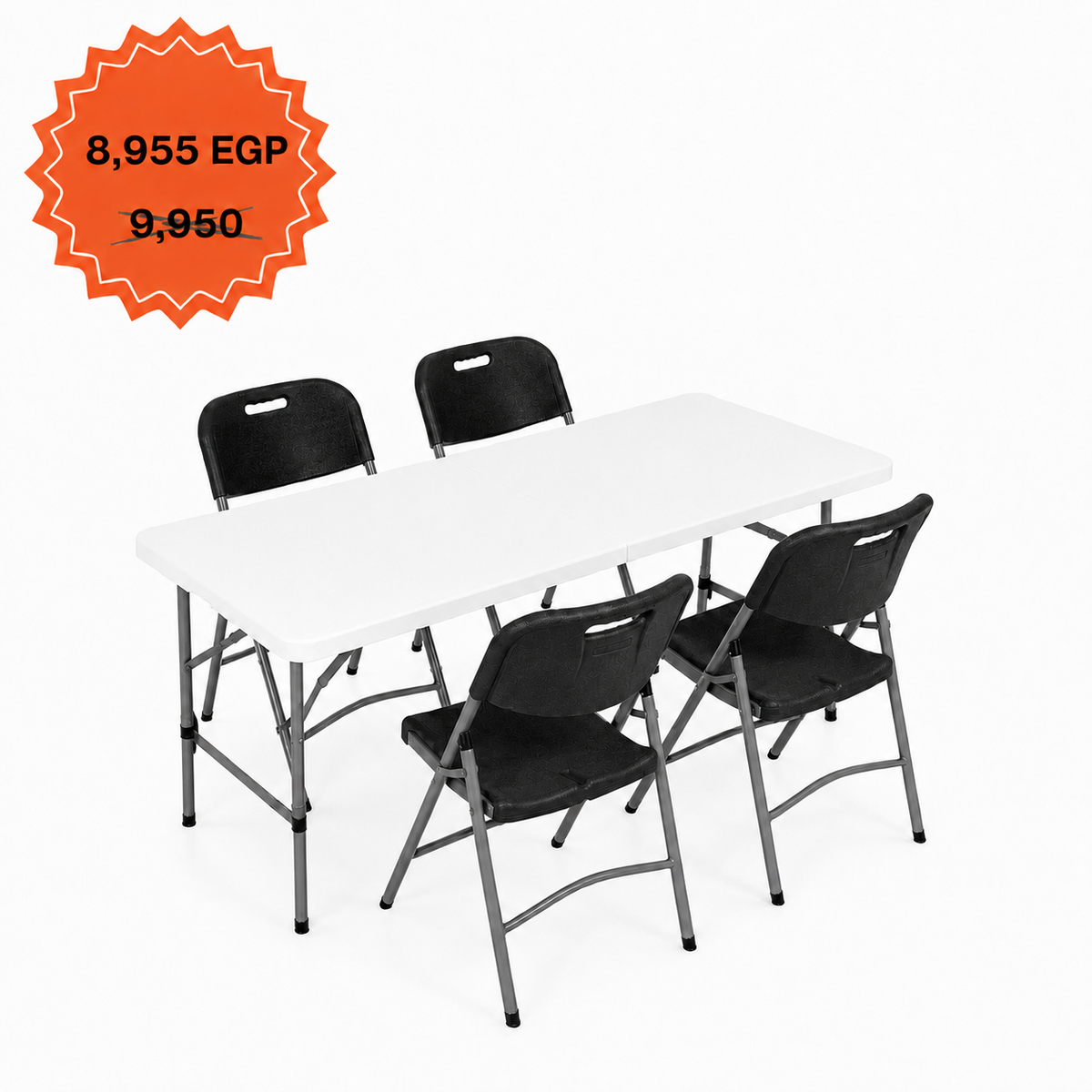 Rectangle Table 122cm Set "Table and 4 Folding Chairs"