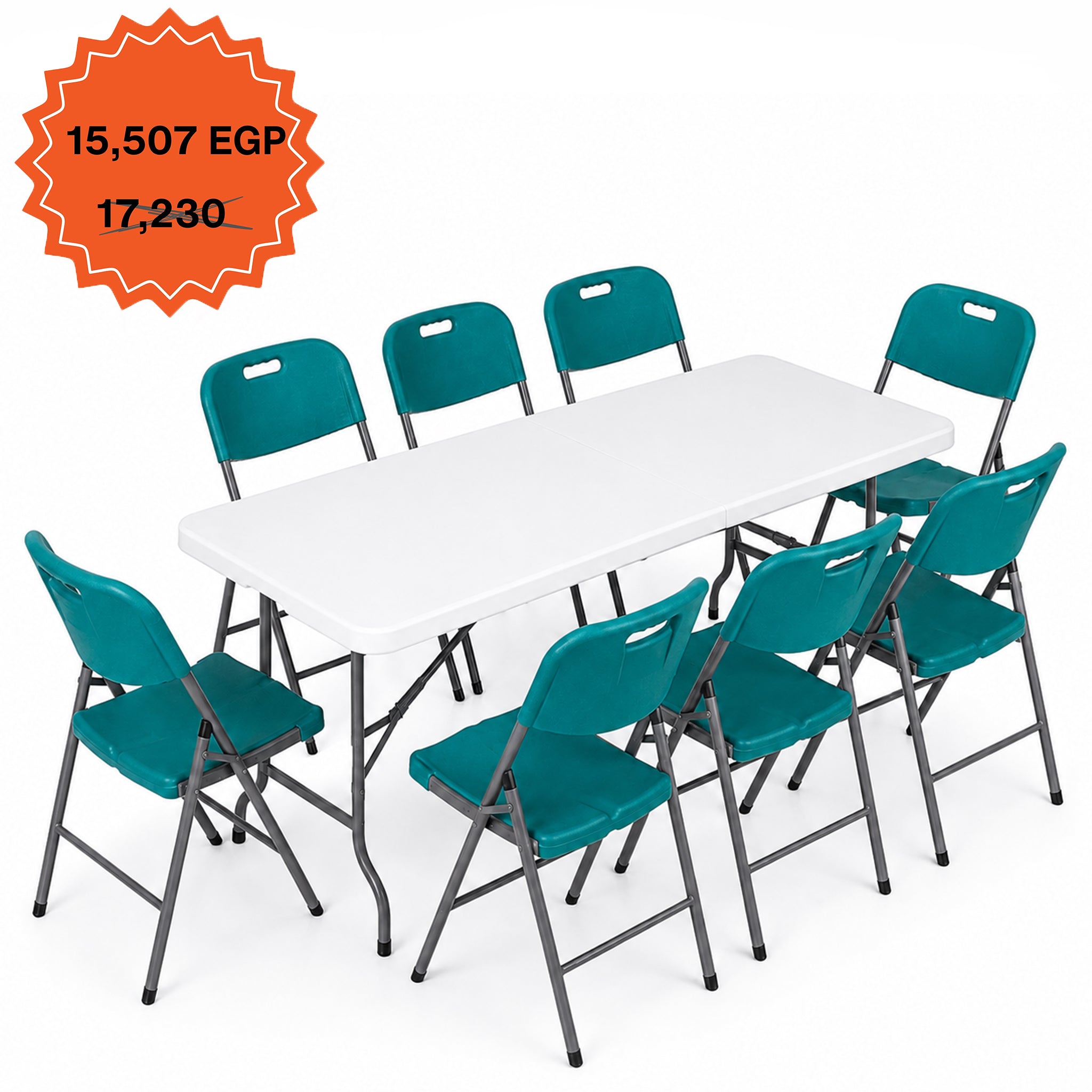 Rectangle Folding Table 183 cm Set "Table and 8 Folding Chairs"