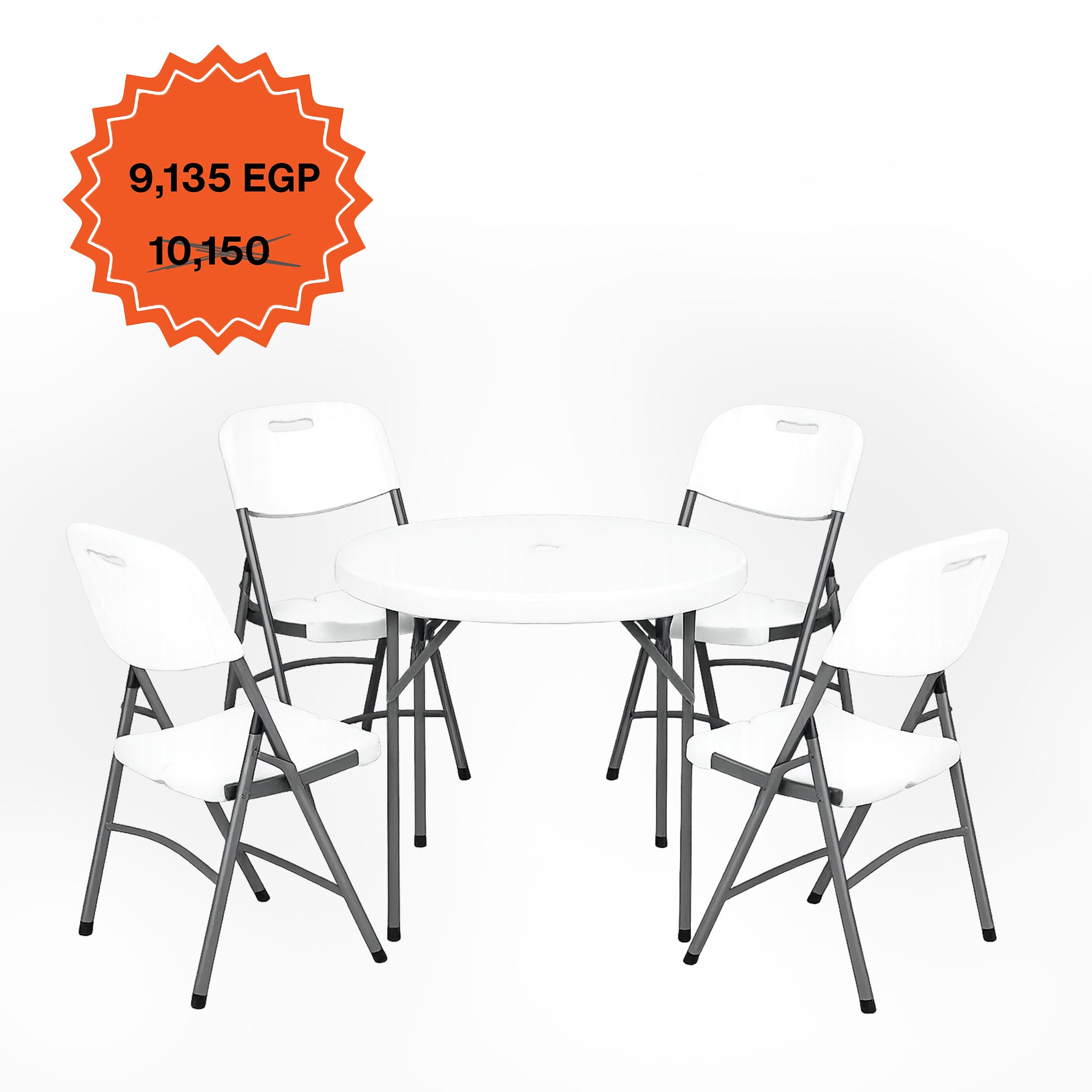 Round Table 110cm Set "Table and 4 Folding Chairs"