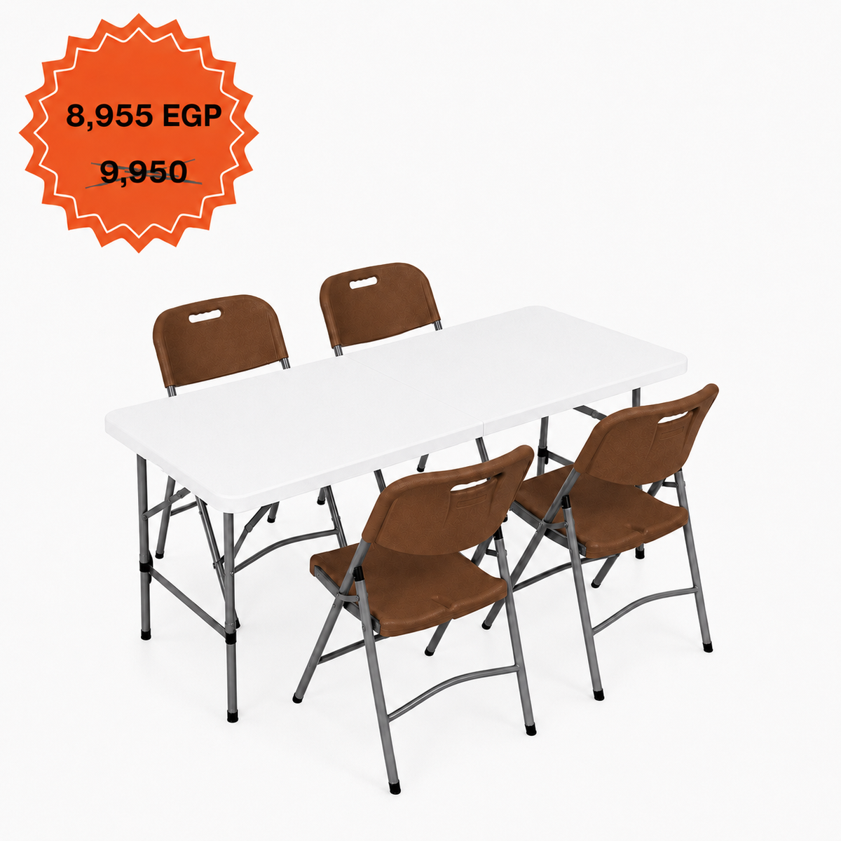 Rectangle Table 122cm Set "Table and 4 Folding Chairs"