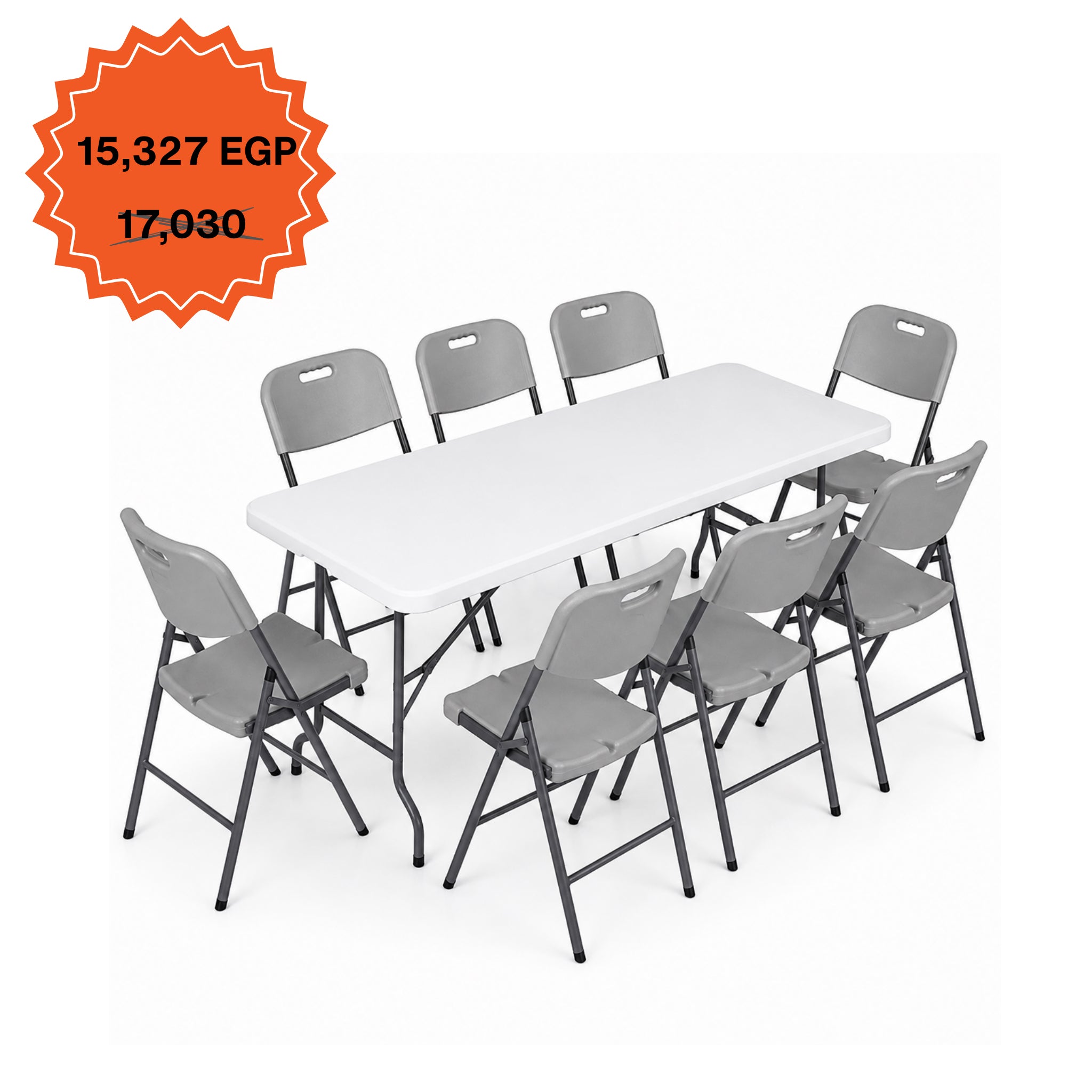 Rectangle Table 183cm Set "Table and 8 Folding Chairs"