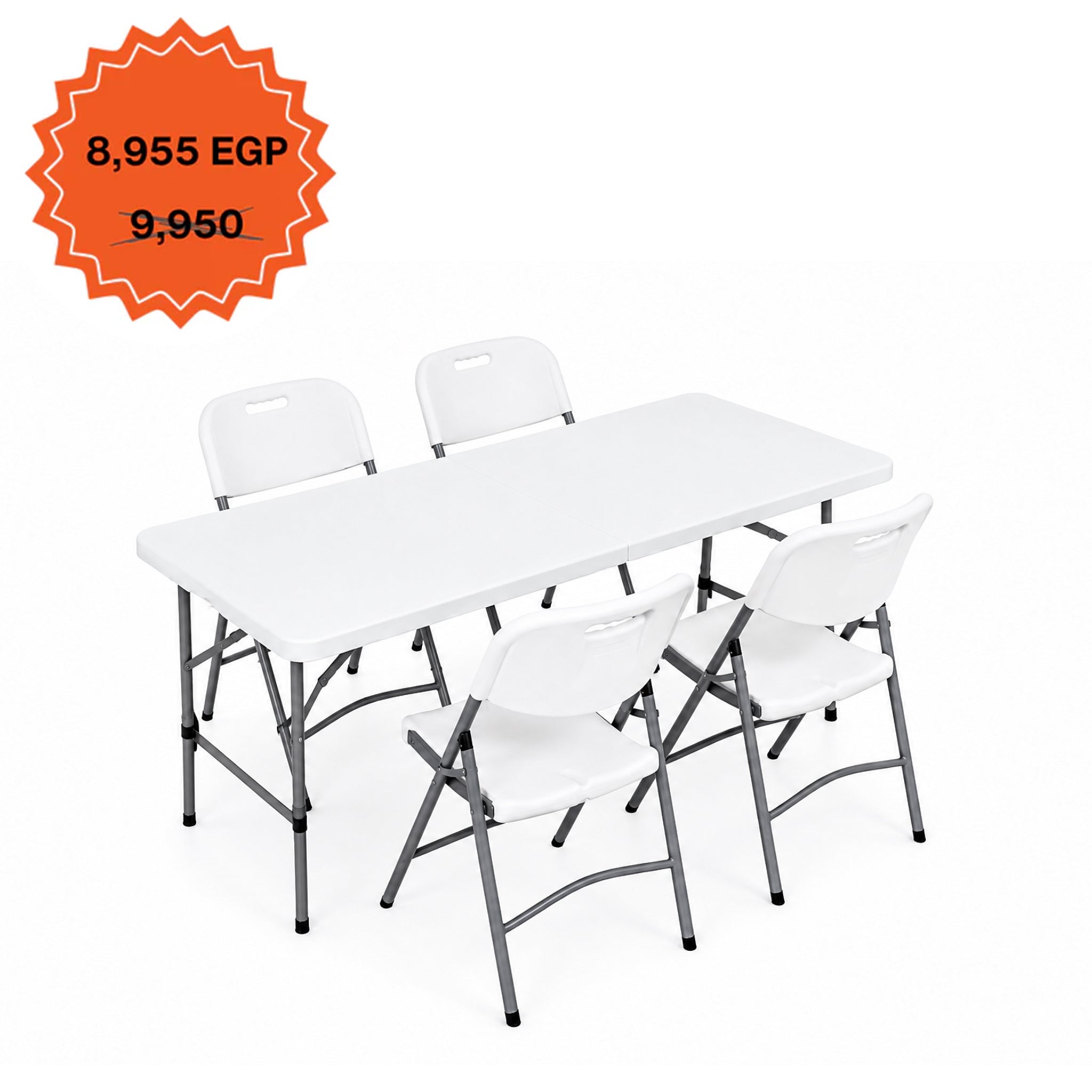 Rectangle Table 122cm Set "Table and 4 Folding Chairs"