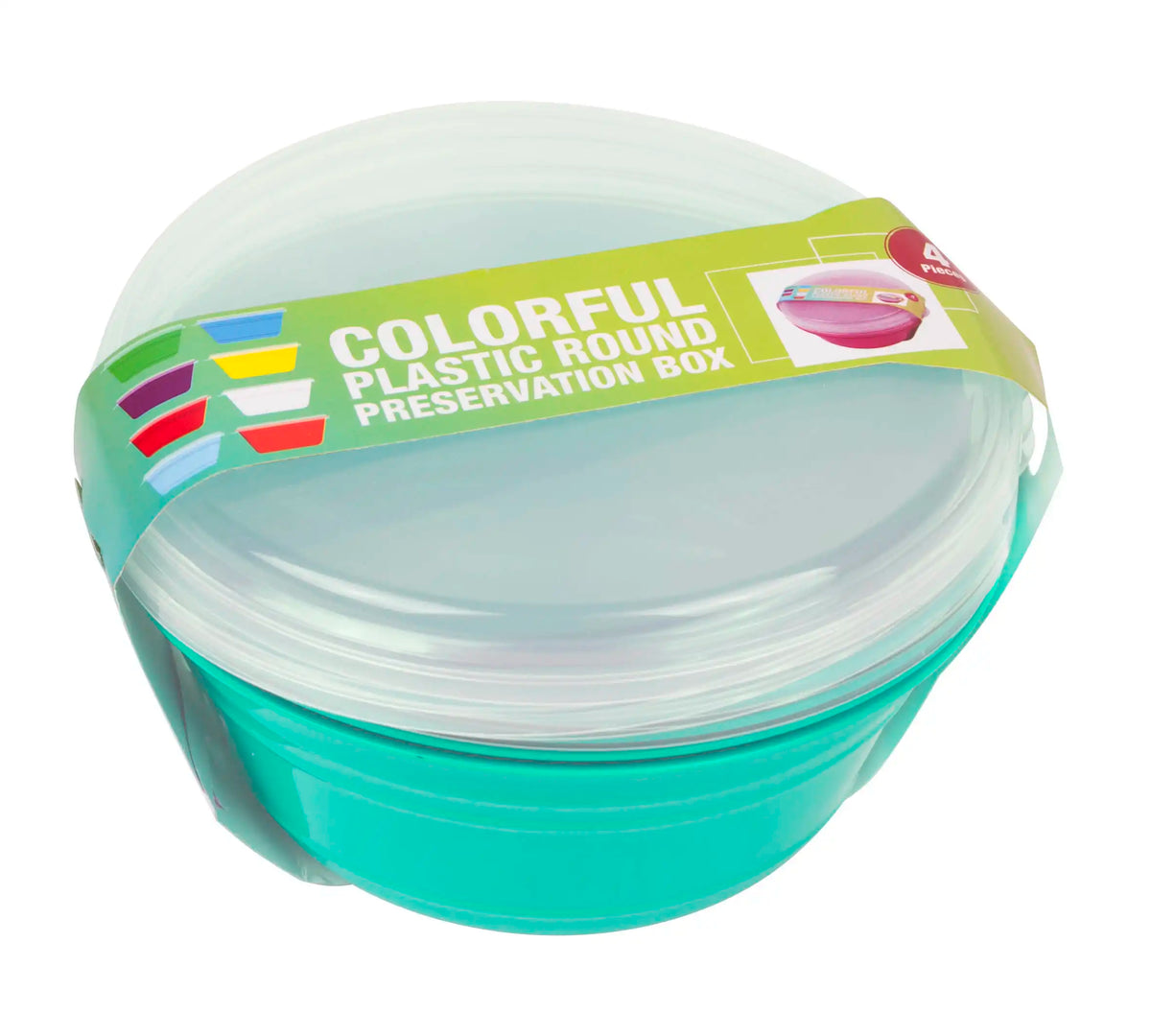 صورة منتج Mintra Round Preservation Bowl With Lid (pack of 4) Turquoise