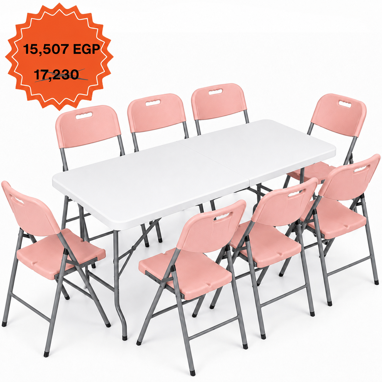 Rectangle Folding Table 183 cm Set "Table and 8 Folding Chairs"