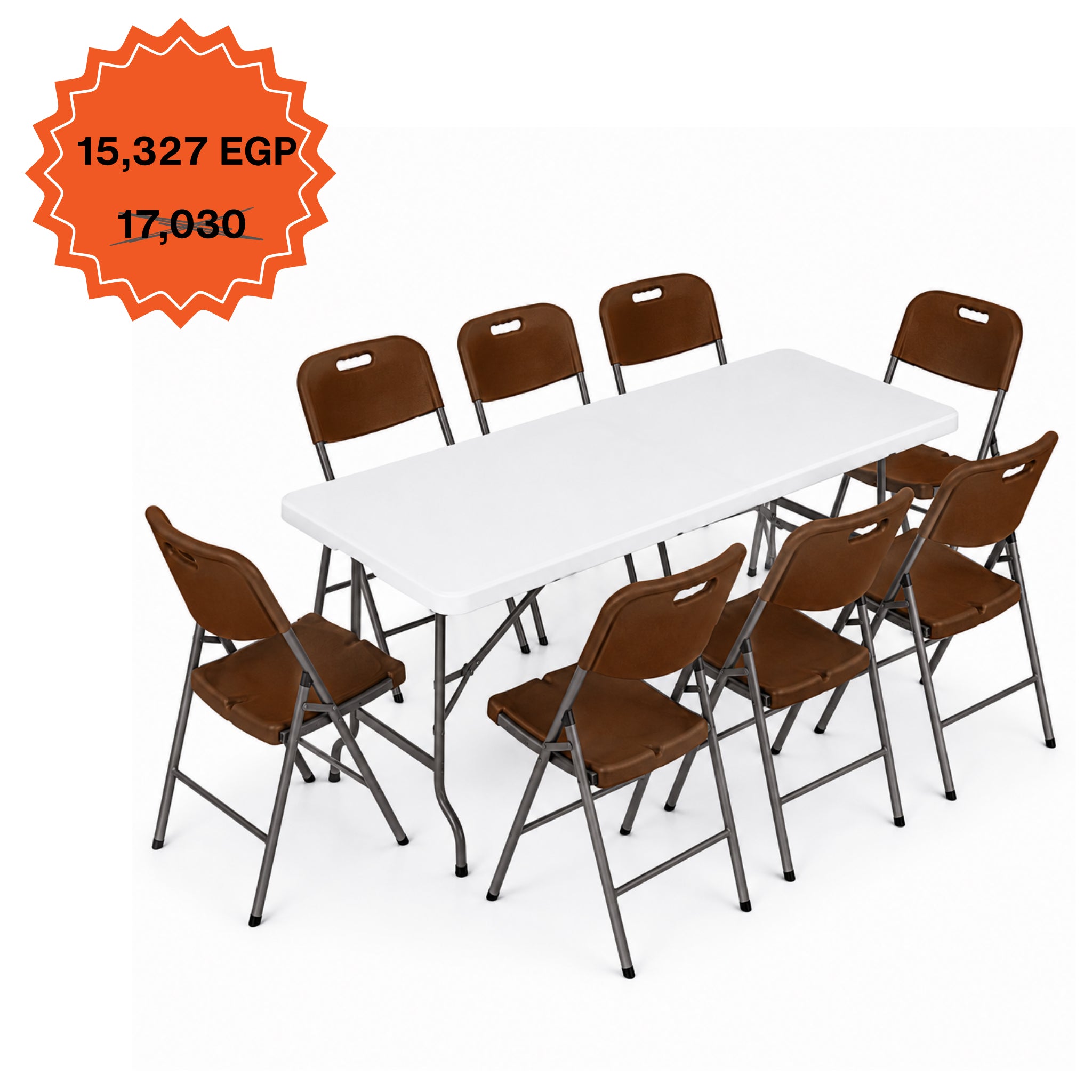 Rectangle Table 183cm Set "Table and 8 Folding Chairs"