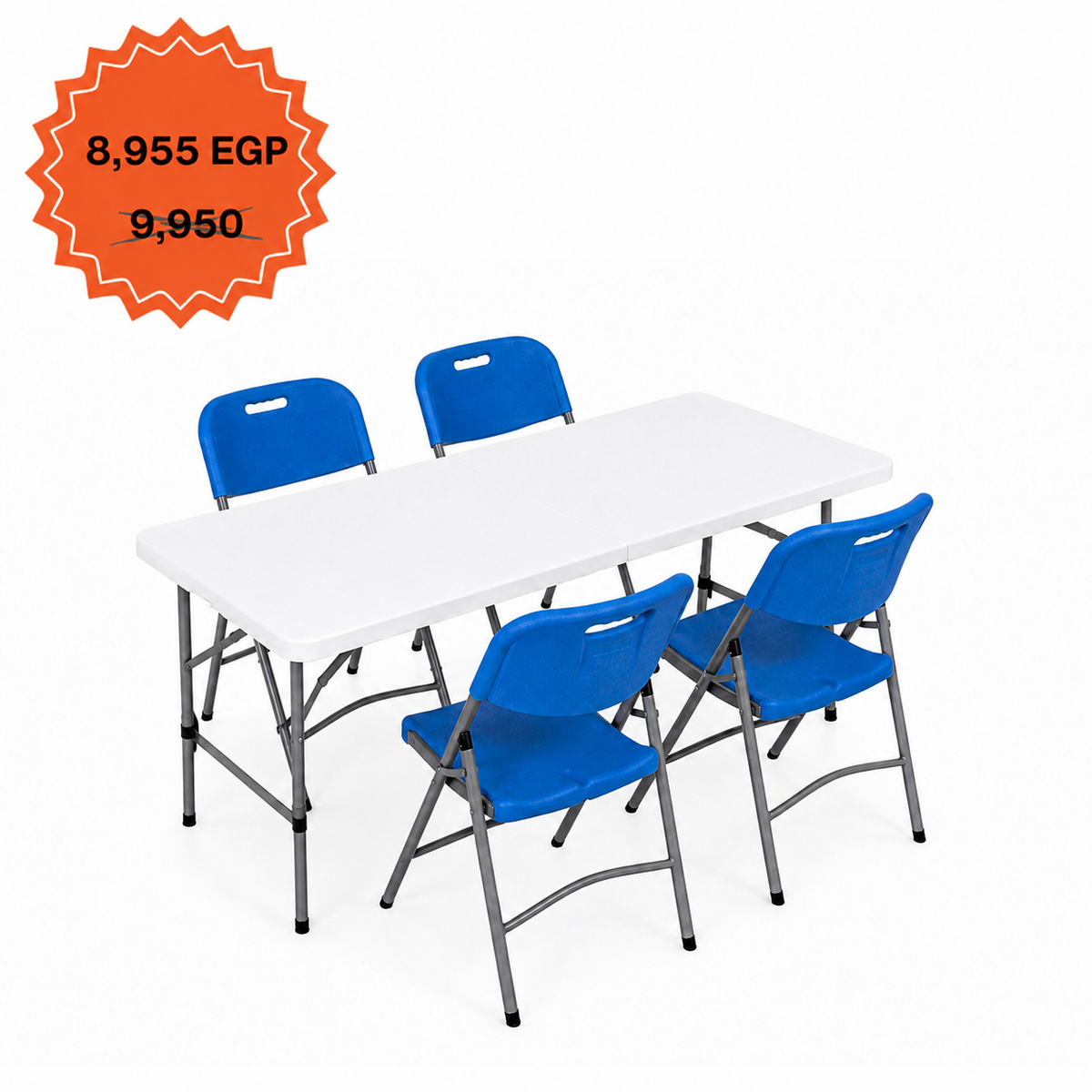 Rectangle Table 122cm Set "Table and 4 Folding Chairs"