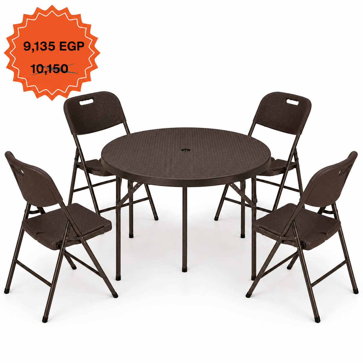 Round Ratan Table 110cm Set "Table and 4 Ratan Folding Chairs"