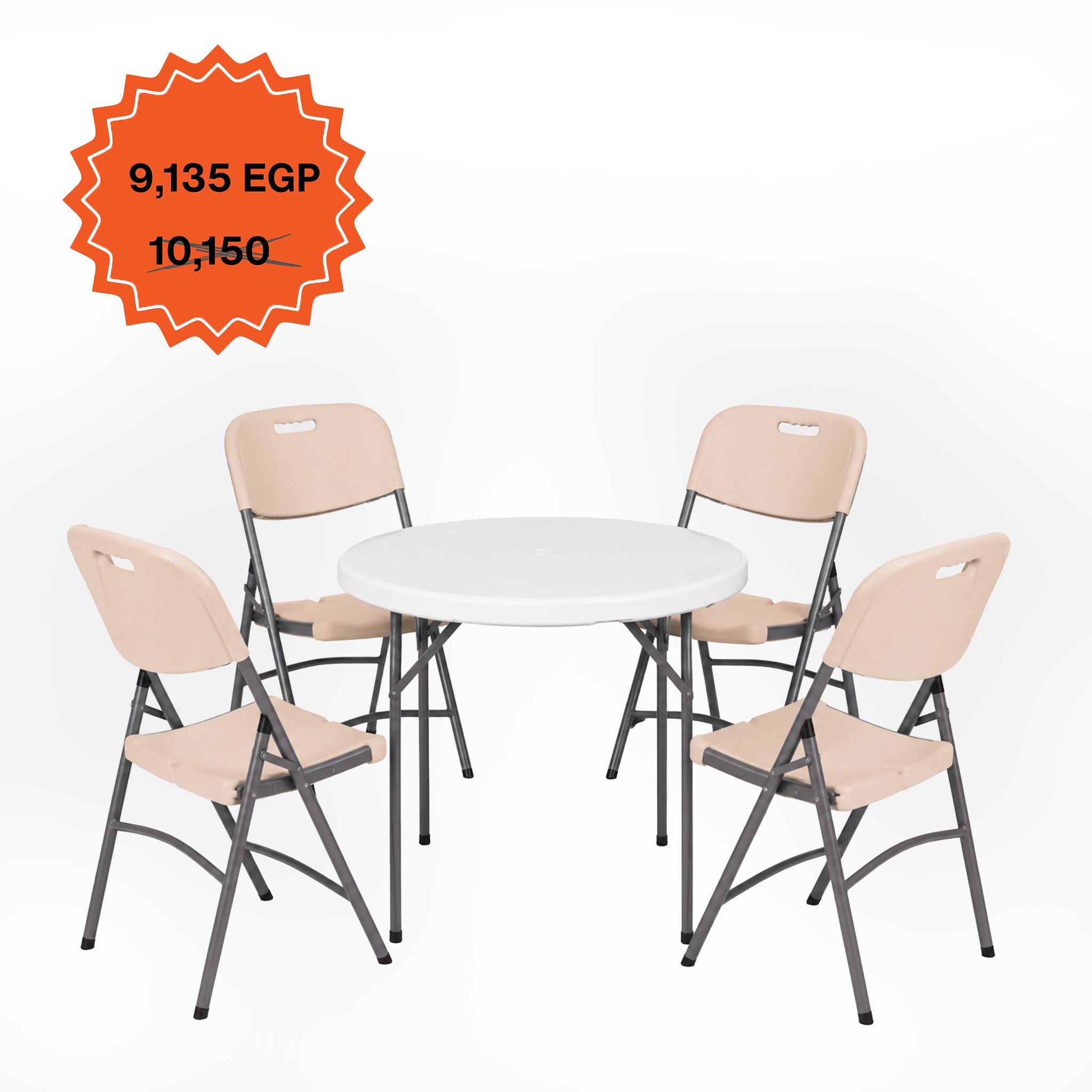 Round Table 110cm Set "Table and 4 Folding Chairs"